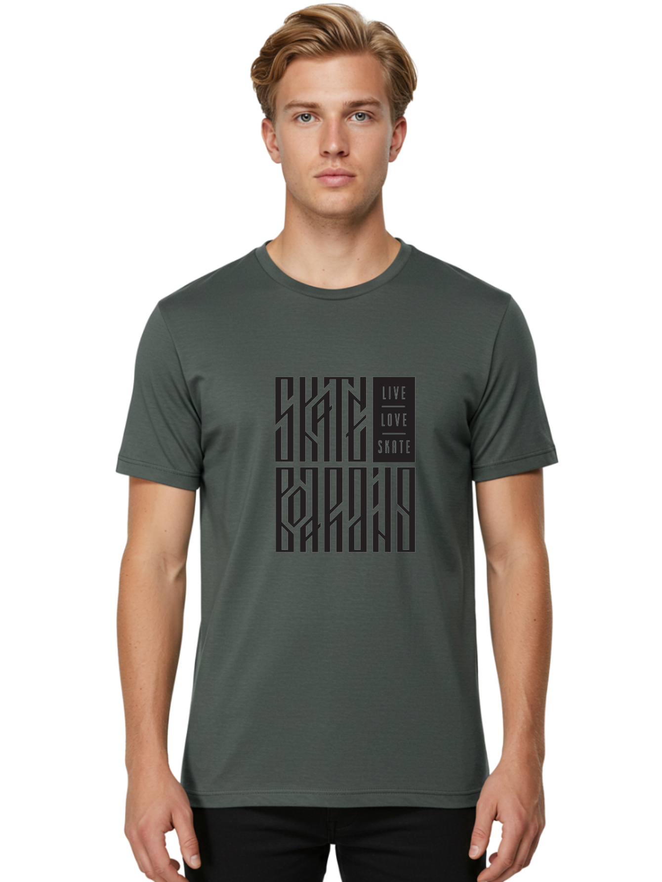 Live-Love-Skate Men'S Graphic Tee, 100% Cotton, Comfortable Casual Summer Wear, Machine Washable, Street Art Style, Skate Culture, Bold Typography, Urban Lifestyle, Action Sports, Graffiti-Inspired Design, Skateboarding Community Aac154