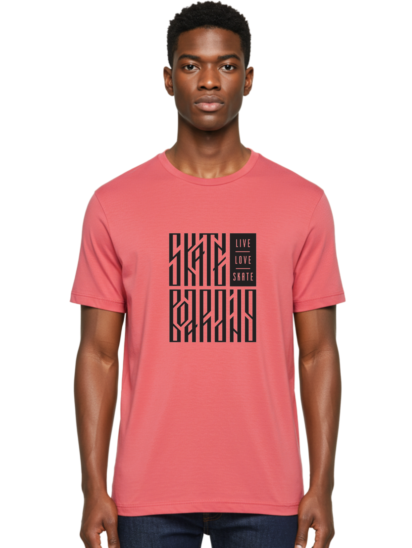 Live-Love-Skate Men'S Graphic Tee, 100% Cotton, Comfortable Casual Summer Wear, Machine Washable, Street Art Style, Skate Culture, Bold Typography, Urban Lifestyle, Action Sports, Graffiti-Inspired Design, Skateboarding Community Aac154
