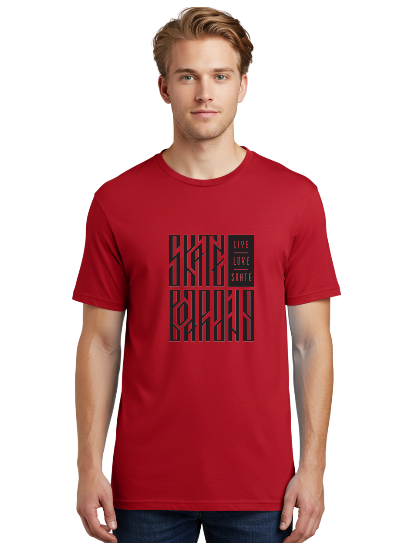 Live-Love-Skate Men'S Graphic Tee, 100% Cotton, Comfortable Casual Summer Wear, Machine Washable, Street Art Style, Skate Culture, Bold Typography, Urban Lifestyle, Action Sports, Graffiti-Inspired Design, Skateboarding Community Aac154