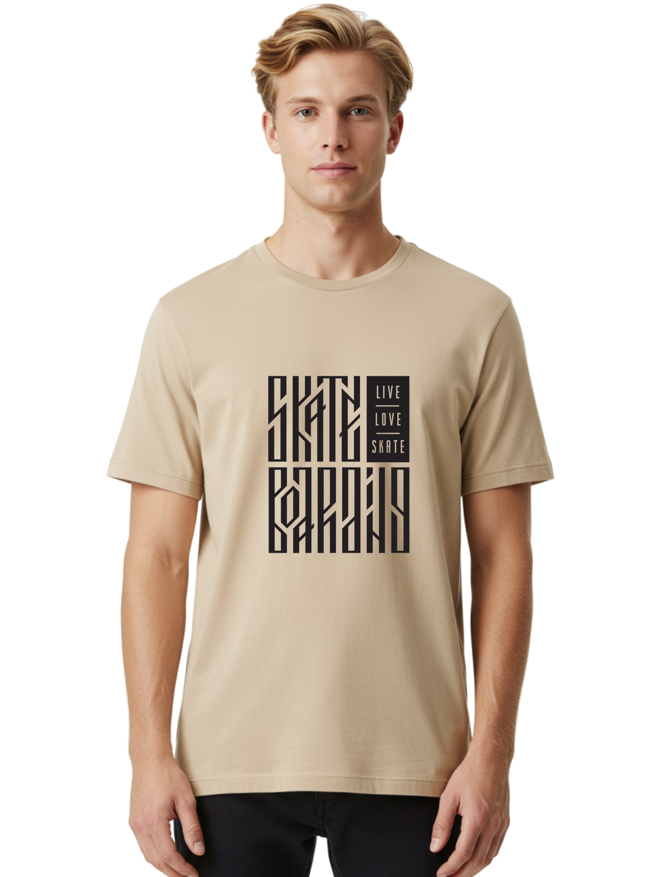 Live-Love-Skate Men'S Graphic Tee, 100% Cotton, Comfortable Casual Summer Wear, Machine Washable, Street Art Style, Skate Culture, Bold Typography, Urban Lifestyle, Action Sports, Graffiti-Inspired Design, Skateboarding Community Aac154