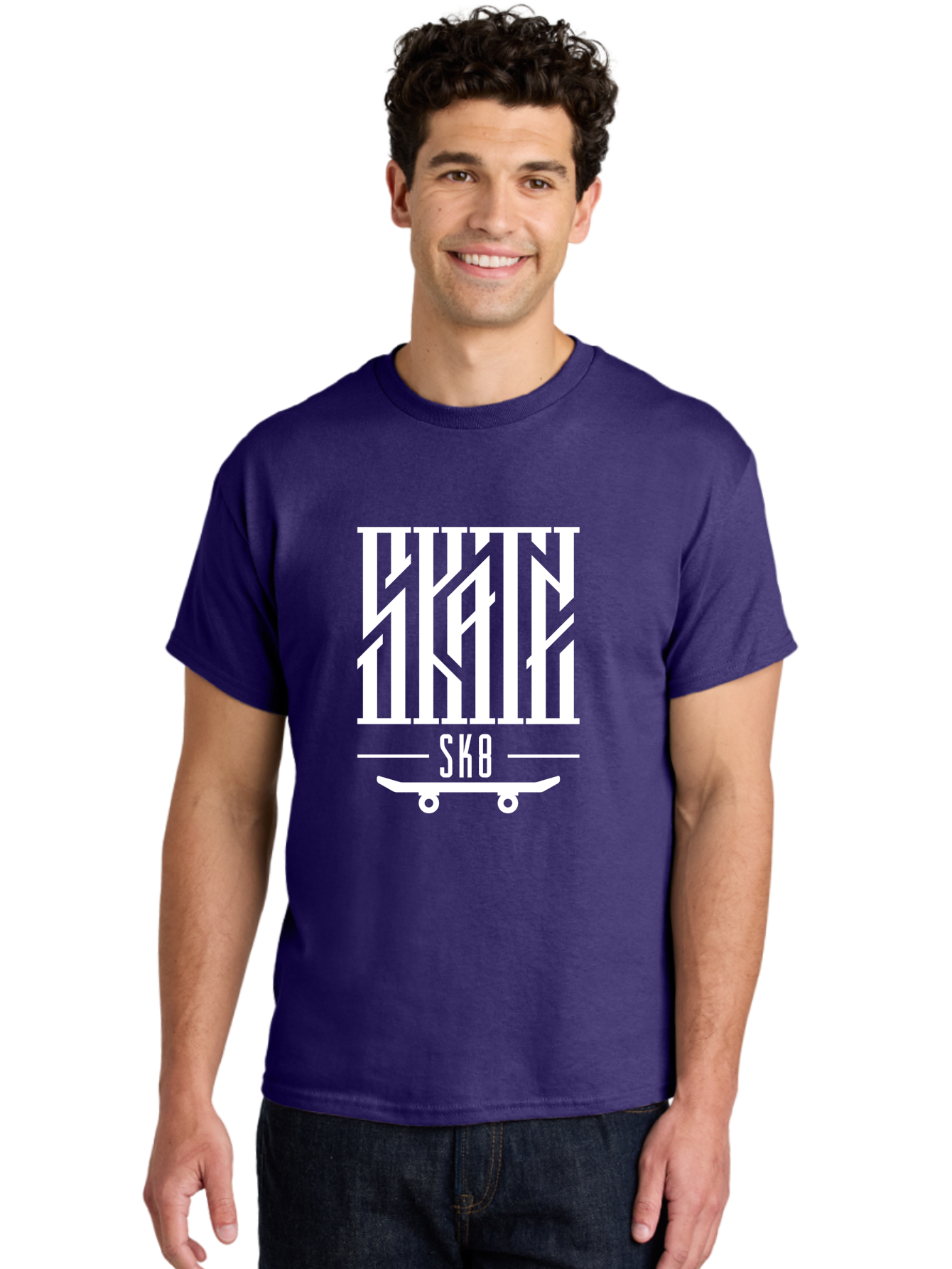 Sk8-1 Men'S Graphic Tee, 100% Cotton, Comfortable Casual Summer Wear, Machine Washable, Stylish Typography, Skateboard Culture, Sk8 Logo, White Graphics, Skateboarding Lifestyle, Streetwear Fashion, Graphic Design Aac160