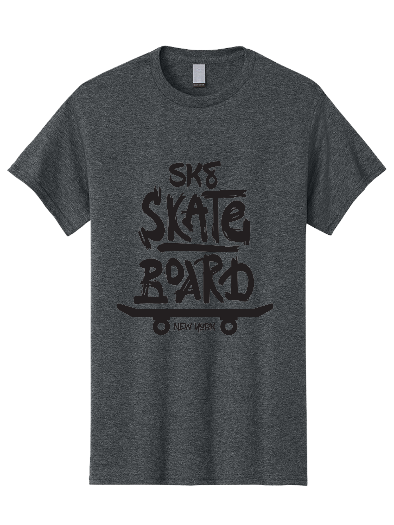 Sk8-Skate-Board-New-York Men'S Graphic Tee, 100% Cotton, Comfortable Casual Summer Wear, Machine Washable, Skateboard Culture, Street Skateboarding, New York Skate Scene, Skateboard Graphics, Urban Sports, Action Sports, Skateboard Art, Aac165