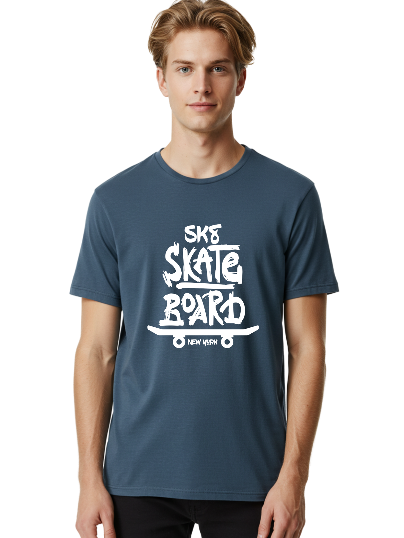 Sk8-Skate-Board Men'S Graphic Tee, 100% Cotton, Comfortable Casual Summer Wear, Machine Washable, Skateboarding Culture, Streetwear Fashion, New York, Urban Lifestyle, Skateboard Graphics, Skate Tricks Aac166