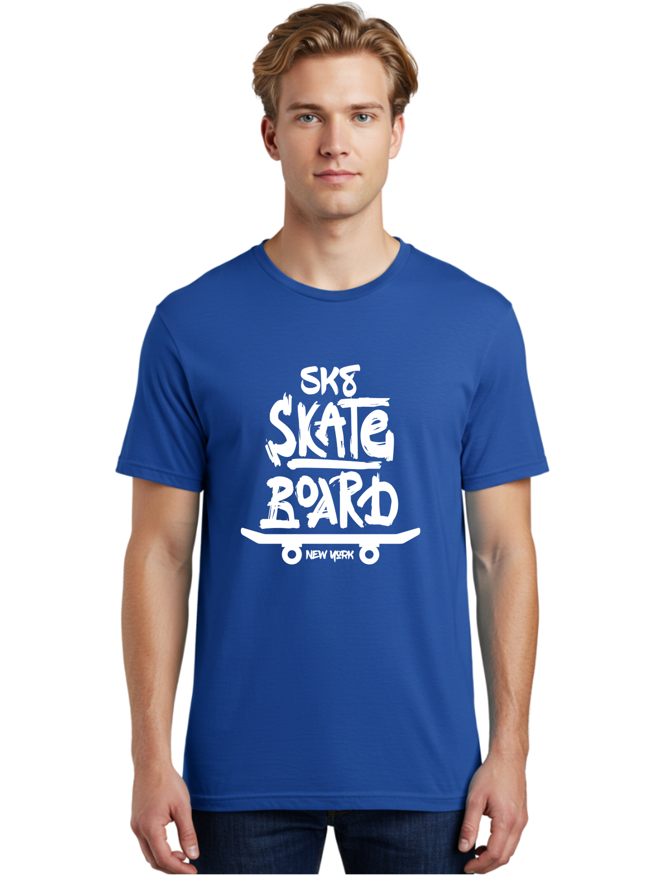 Sk8-Skate-Board Men'S Graphic Tee, 100% Cotton, Comfortable Casual Summer Wear, Machine Washable, Skateboarding Culture, Streetwear Fashion, New York, Urban Lifestyle, Skateboard Graphics, Skate Tricks Aac166