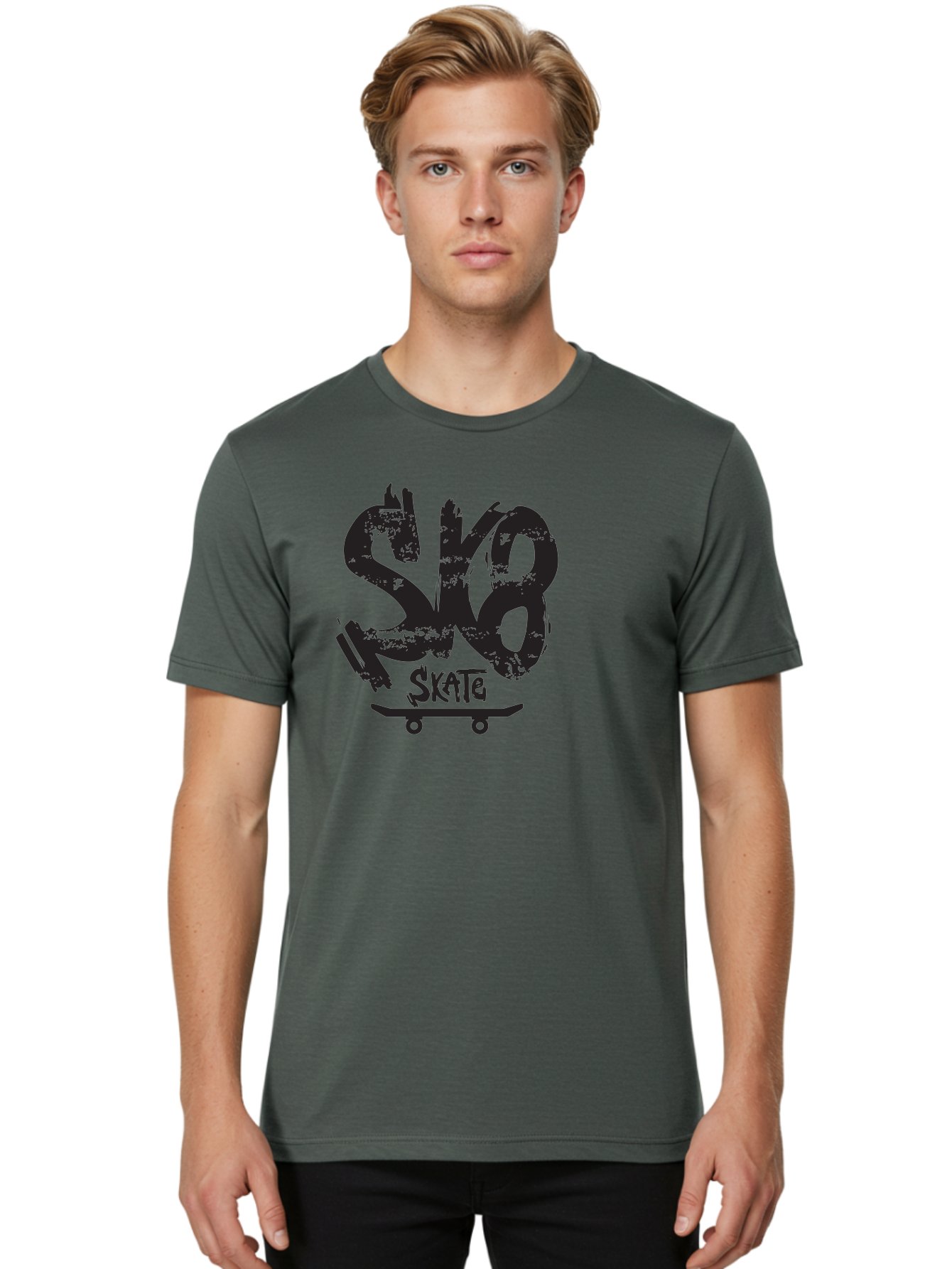 Sk8 Men'S Graphic Tee, 100% Cotton, Comfortable Casual Summer Wear, Machine Washable, Skateboarding Logo, Graffiti Style, Urban Culture, Street Art, Skateboard Graphics, Extreme Sports, Youth Culture, Edgy Design Aac167
