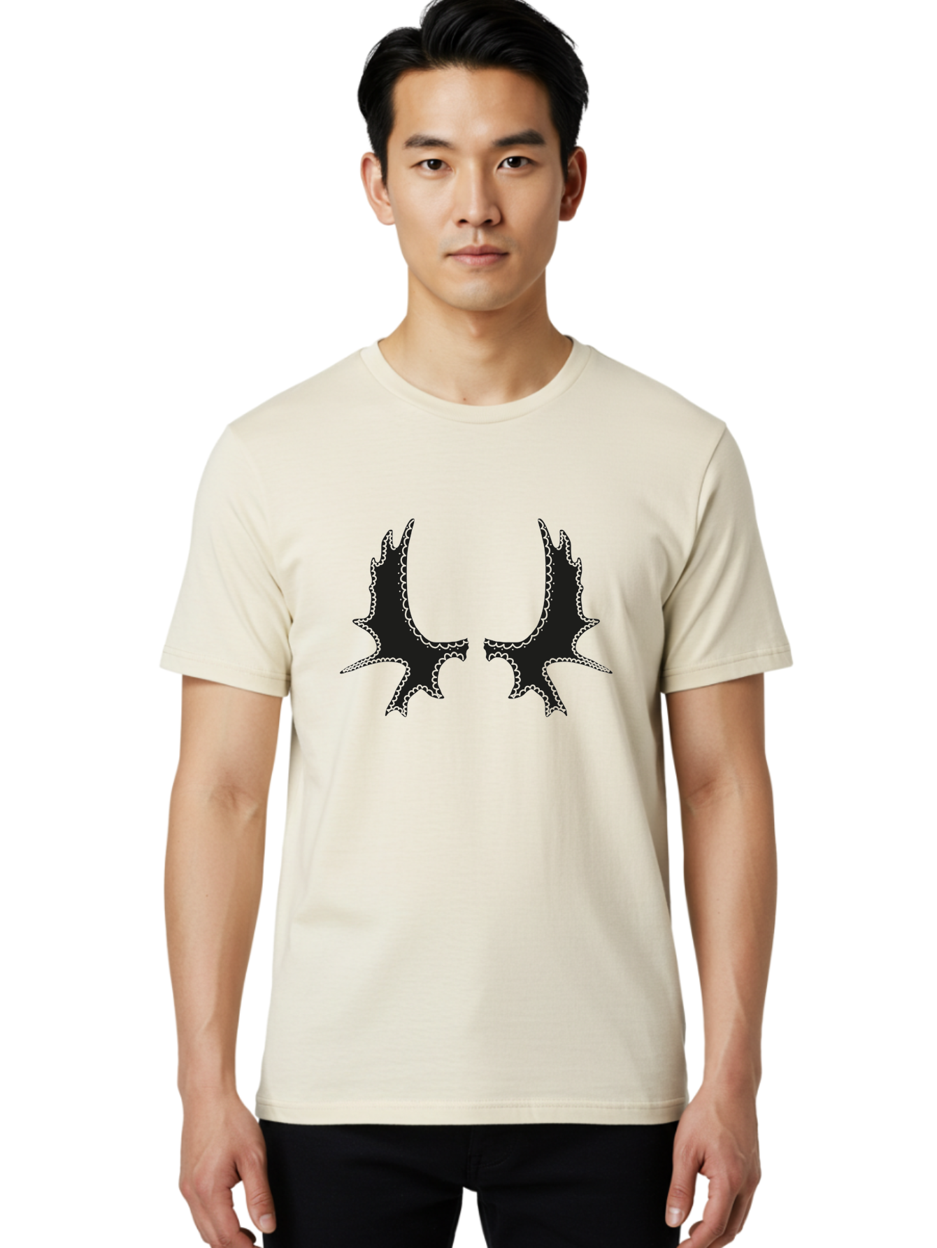 Bat-Wings Men'S Graphic Tee, 100% Cotton, Comfortable Casual Summer Wear, Machine Washable, Bat Wings, Dark Silhouette, Spooky Atmosphere, Gothic Design, Fantasy Creatures, Mysterious Shapes, Symmetrical Art, Eerie Graphics, Winged Creatures Aac177