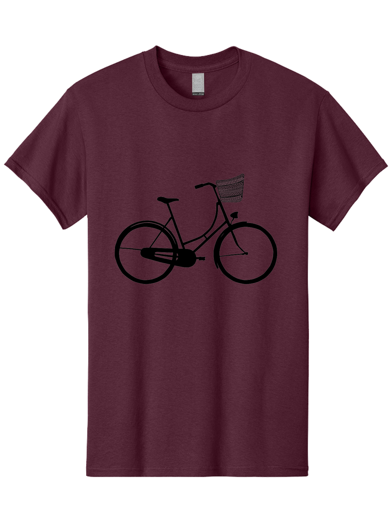 Bicycle-Silhouette Men'S Graphic Tee, 100% Cotton, Comfortable Casual Summer Wear, Machine Washable, Vintage Bicycle, Bike With Basket, Classic Cycling, Outdoor Recreation, Eco-Friendly Transportation, Leisurely Ride, Bicycle Silhouette Aac180