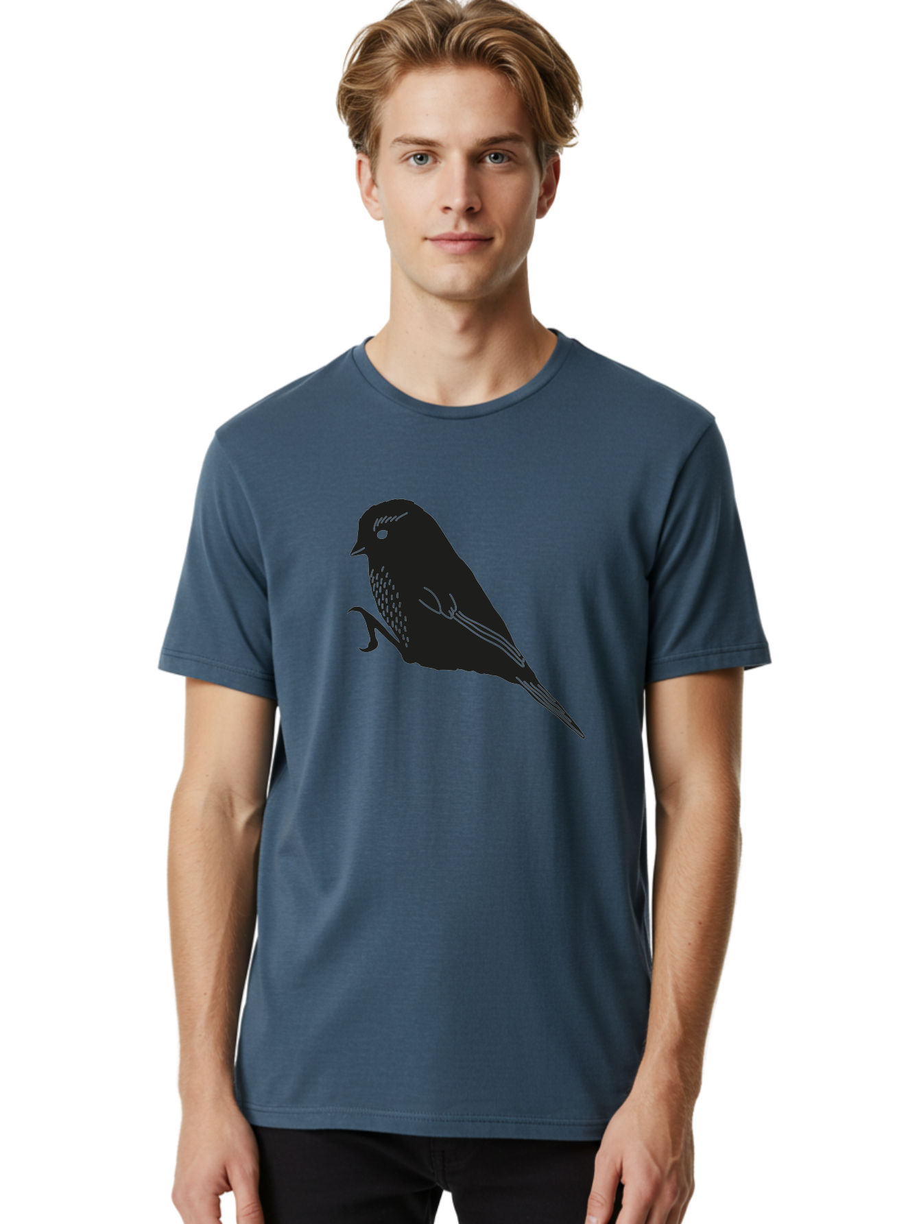 Bird Men'S Graphic Tee, 100% Cotton, Comfortable Casual Summer Wear, Machine Washable, Bird Silhouette, Sparrow Design, Simple Graphics, Minimalist Art, Avian Illustration, Wildlife Iconography, Feathered Friend Aac186