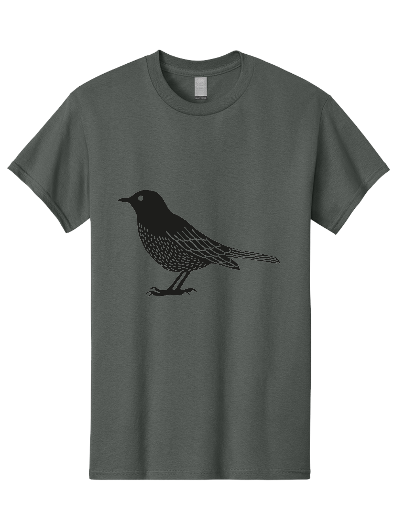 Black-Bird Men'S Graphic Tee, 100% Cotton, Comfortable Casual Summer Wear, Machine Washable, Black Bird, Bird Silhouette, Simple Art, Minimalist Design, Wildlife Illustration, Green Eye, Bird Watching, Nature Graphics Aac188