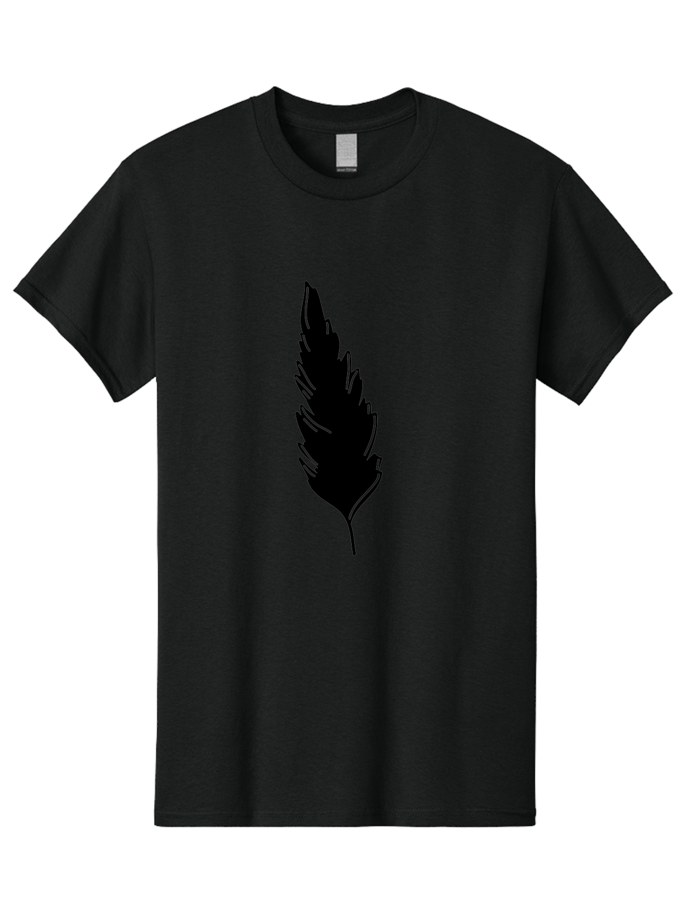 Black-Feather Men'S Graphic Tee, 100% Cotton, Comfortable Casual Summer Wear, Machine Washable, Feather Silhouette, Winged Icon, Simple Design, Minimalist Art, Feather Graphic, Black Silhouette Aac189