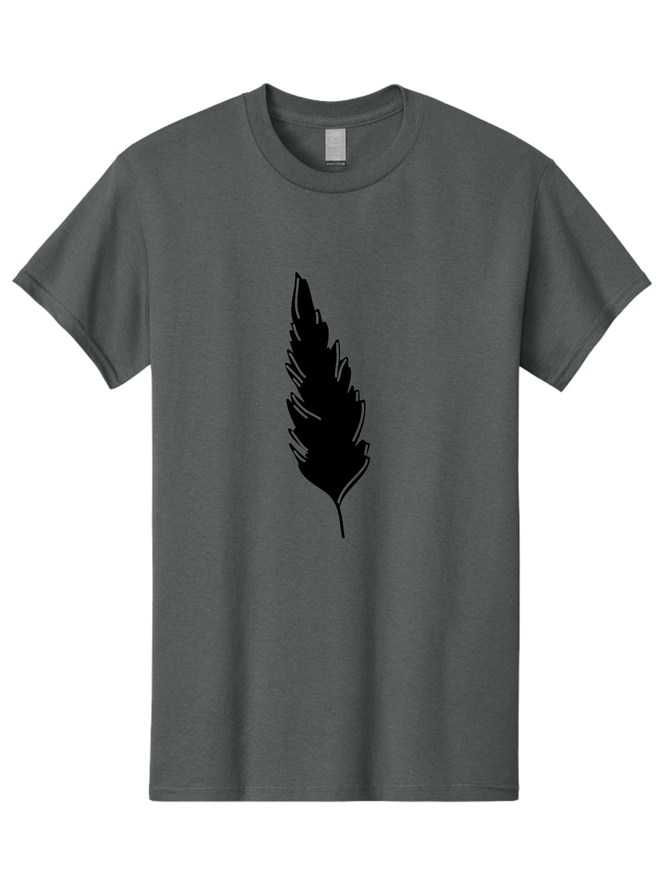 Black-Feather Men'S Graphic Tee, 100% Cotton, Comfortable Casual Summer Wear, Machine Washable, Feather Silhouette, Winged Icon, Simple Design, Minimalist Art, Feather Graphic, Black Silhouette Aac189