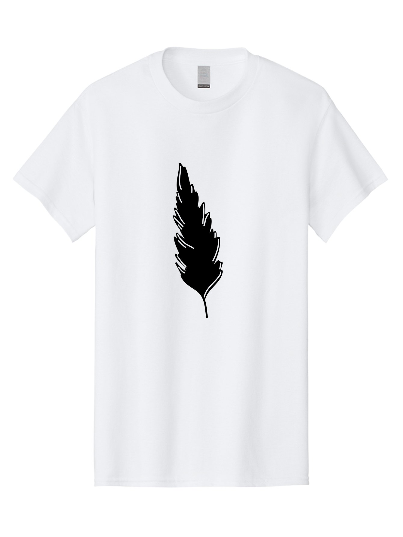Black-Feather Men'S Graphic Tee, 100% Cotton, Comfortable Casual Summer Wear, Machine Washable, Feather Silhouette, Winged Icon, Simple Design, Minimalist Art, Feather Graphic, Black Silhouette Aac189