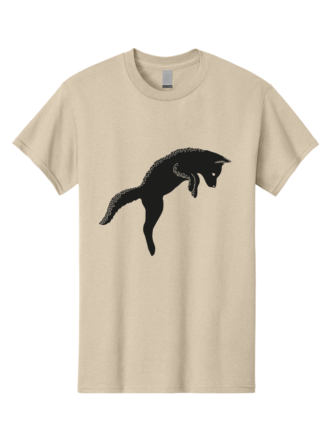 Black-Fox-Silhouette Men'S Graphic Tee, 100% Cotton, Comfortable Casual Summer Wear, Machine Washable, Squirrel Silhouette, Animal Graphic, Wildlife Illustration, Forest Creature, Cute Animal, Jumping Squirrel, Nut Love, Tree Dweller, Aac190