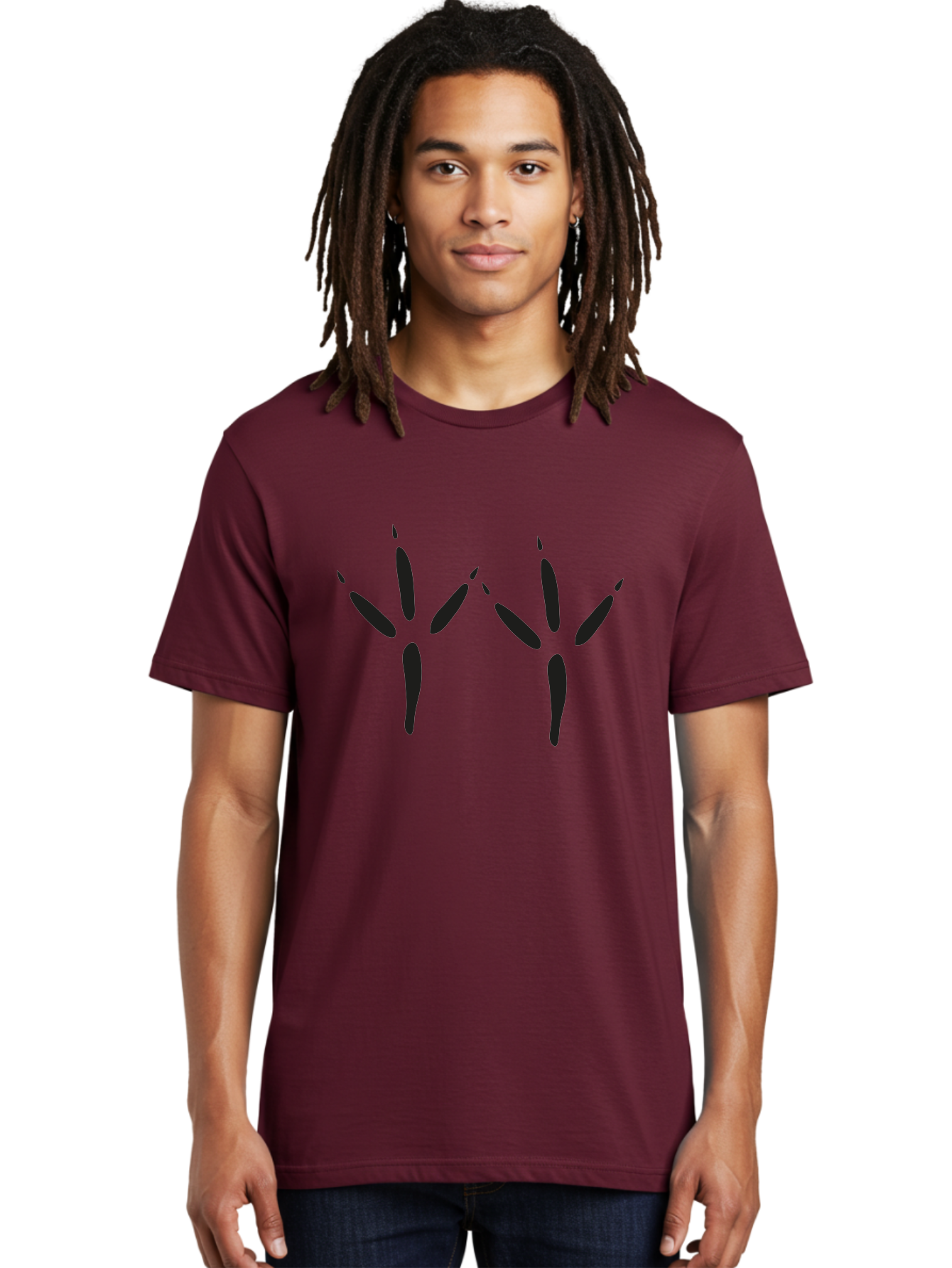 Black-Palm-Prints Men'S Graphic Tee, 100% Cotton, Comfortable Casual Summer Wear, Machine Washable, Cat Paw Prints, Black Paw Prints, Feline Footprints, Animal Tracks, Pet Markings, Simple Design, Minimalist Art Aac191