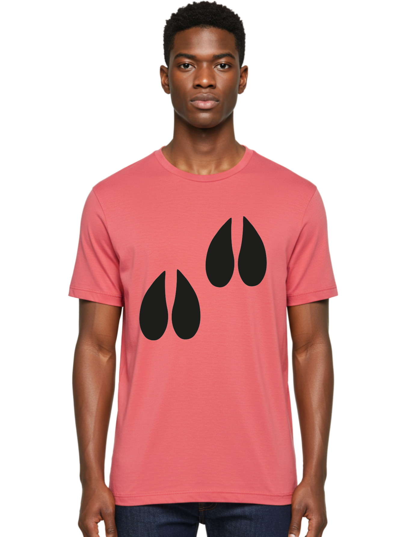 Black-Tears Men'S Graphic Tee, 100% Cotton, Comfortable Casual Summer Wear, Machine Washable, Water Drops, Black Silhouette, Teardrop Shape, Minimalist Design, Simple Graphics, Abstract Art, Black And Green Aac193