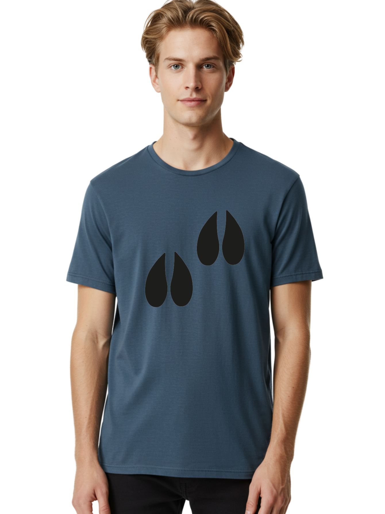 Black-Tears Men'S Graphic Tee, 100% Cotton, Comfortable Casual Summer Wear, Machine Washable, Water Drops, Black Silhouette, Teardrop Shape, Minimalist Design, Simple Graphics, Abstract Art, Black And Green Aac193