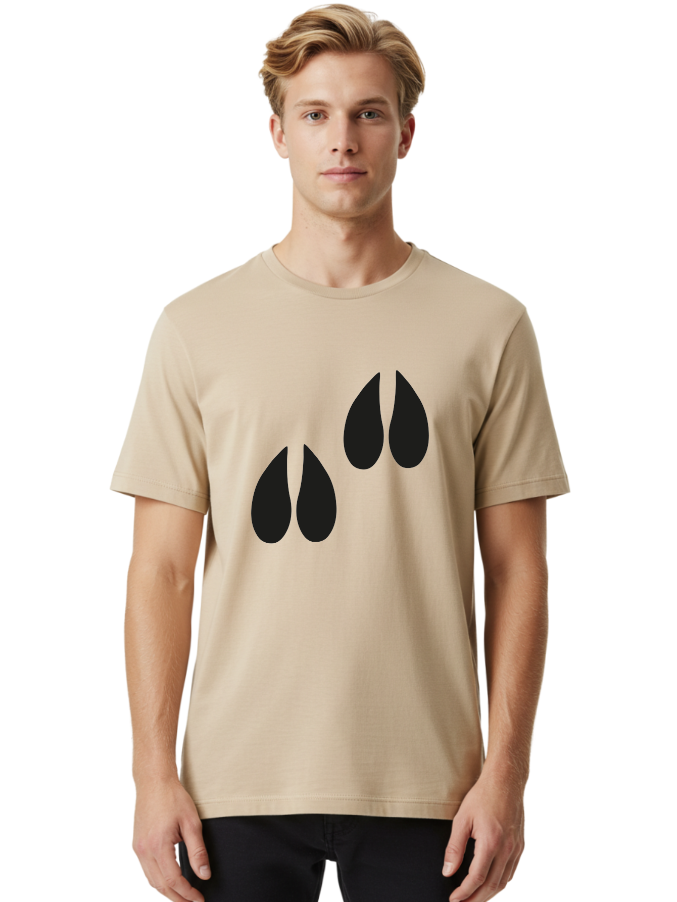 Black-Tears Men'S Graphic Tee, 100% Cotton, Comfortable Casual Summer Wear, Machine Washable, Water Drops, Black Silhouette, Teardrop Shape, Minimalist Design, Simple Graphics, Abstract Art, Black And Green Aac193