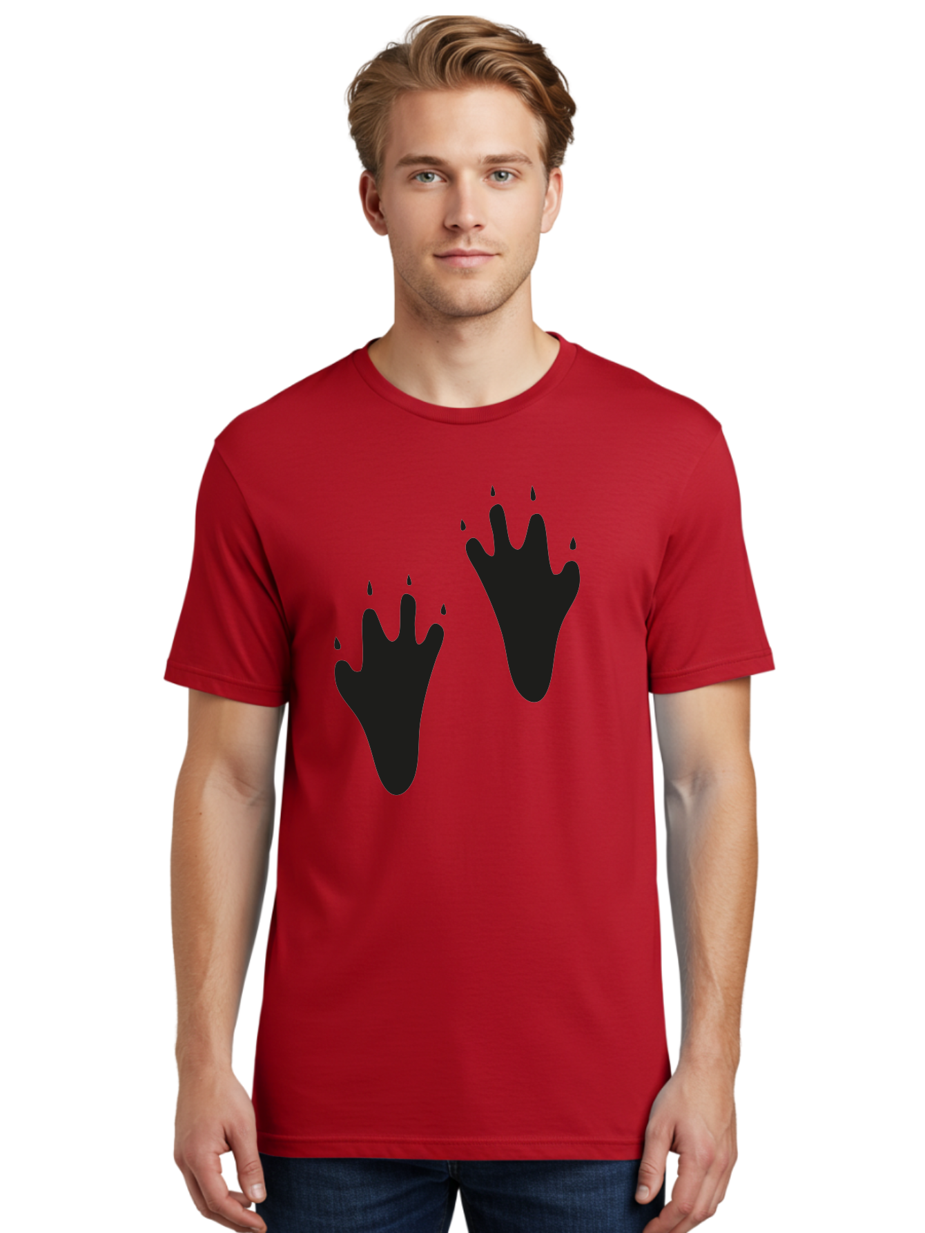Bloody-Footprints Men'S Graphic Tee, 100% Cotton, Comfortable Casual Summer Wear, Machine Washable, Bloody Footprints, Black Footprints, Dripping Blood, Crime Scene, Forensic Evidence, Violence, Dark Atmosphere, Horror Theme Aac194