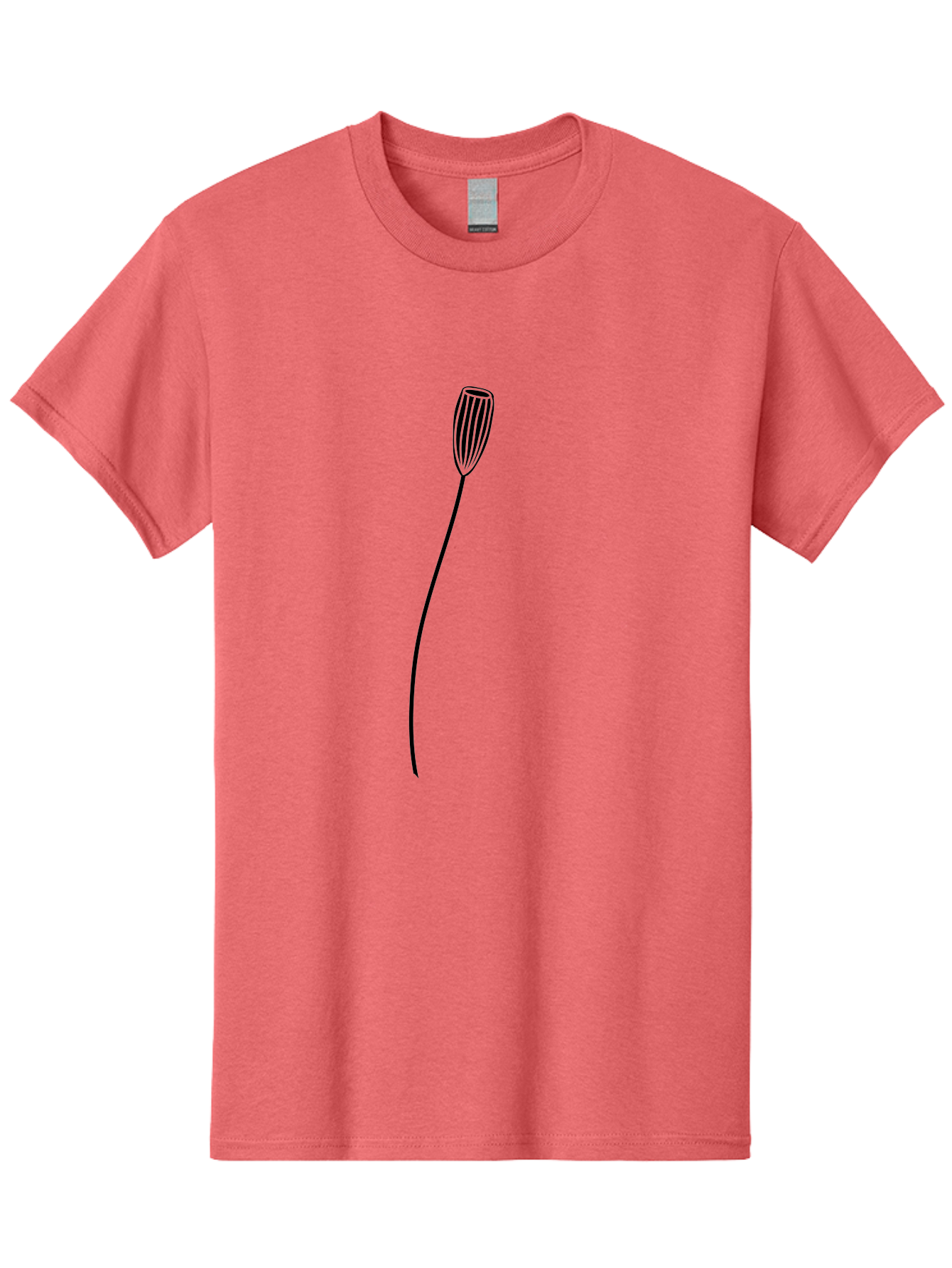 Bulb-On-Stem Men'S Graphic Tee, 100% Cotton, Comfortable Casual Summer Wear, Machine Washable, Simple Flower Design, Minimalist Art, Black Outline, Floral Illustration, Botanical Sketch, Modern Line Art, Elegant Graphics, Stylized Bloom Aac195