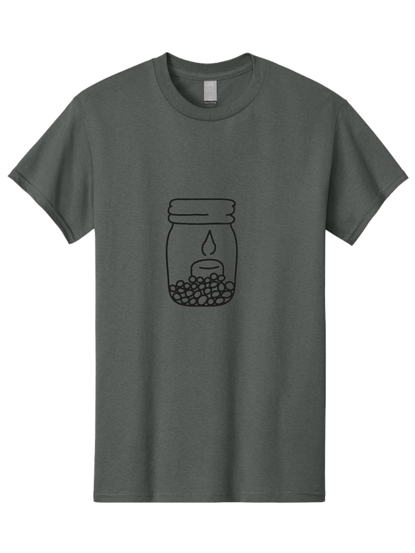 Candle-In-A-Mason-Jar Men'S Graphic Tee, 100% Cotton, Comfortable Casual Summer Wear, Machine Washable, Candle In A Jar, Jar With Candle, Lit Candle, Decorative Jar, Home Decor, Candlelight, Peaceful Ambiance, Minimalist Design, Aac196