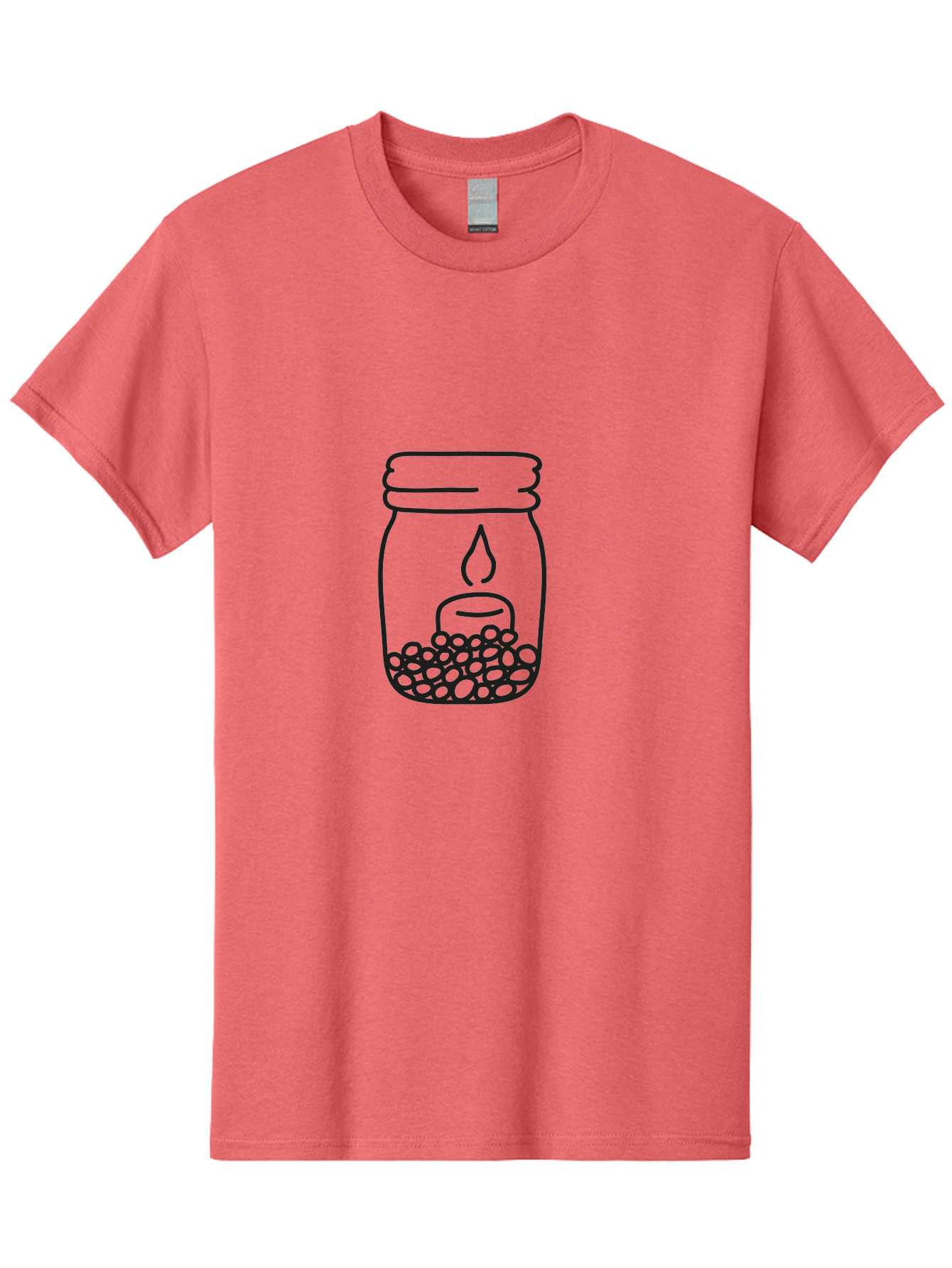 Candle-In-A-Mason-Jar Men'S Graphic Tee, 100% Cotton, Comfortable Casual Summer Wear, Machine Washable, Candle In A Jar, Jar With Candle, Lit Candle, Decorative Jar, Home Decor, Candlelight, Peaceful Ambiance, Minimalist Design, Aac196