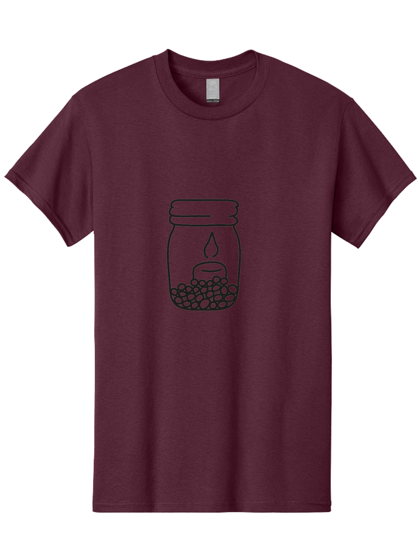 Candle-In-A-Mason-Jar Men'S Graphic Tee, 100% Cotton, Comfortable Casual Summer Wear, Machine Washable, Candle In A Jar, Jar With Candle, Lit Candle, Decorative Jar, Home Decor, Candlelight, Peaceful Ambiance, Minimalist Design, Aac196