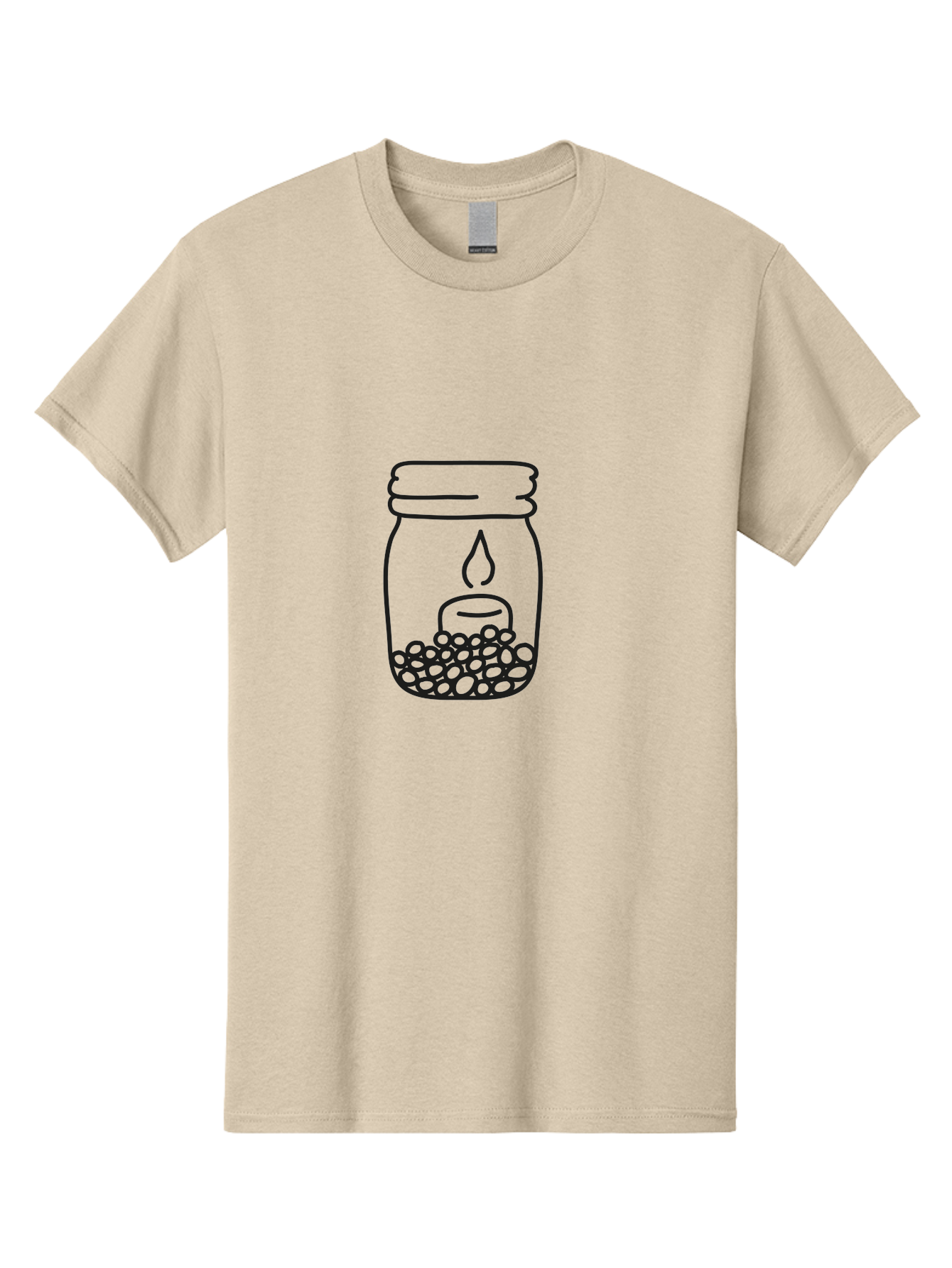 Candle-In-A-Mason-Jar Men'S Graphic Tee, 100% Cotton, Comfortable Casual Summer Wear, Machine Washable, Candle In A Jar, Jar With Candle, Lit Candle, Decorative Jar, Home Decor, Candlelight, Peaceful Ambiance, Minimalist Design, Aac196