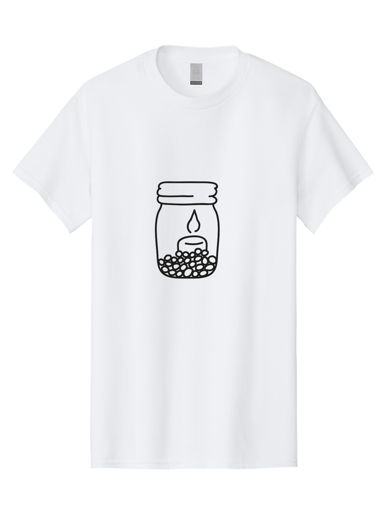 Candle-In-A-Mason-Jar Men'S Graphic Tee, 100% Cotton, Comfortable Casual Summer Wear, Machine Washable, Candle In A Jar, Jar With Candle, Lit Candle, Decorative Jar, Home Decor, Candlelight, Peaceful Ambiance, Minimalist Design, Aac196