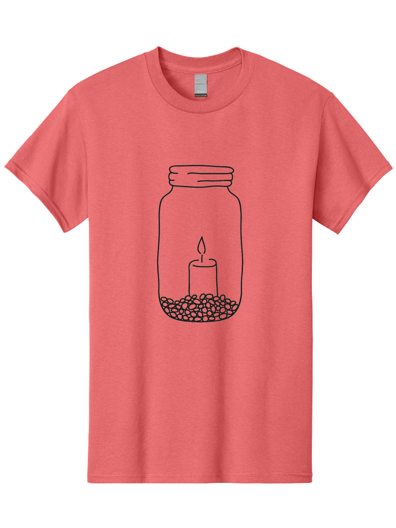 Candle-In-Jar-1 Men'S Graphic Tee, 100% Cotton, Comfortable Casual Summer Wear, Machine Washable, Candle In A Jar, Lit Candle, Pebbles, Simple Line Art, Minimalist Design, Meditation Symbol, Peaceful Ambiance, Zen Decor Aac197