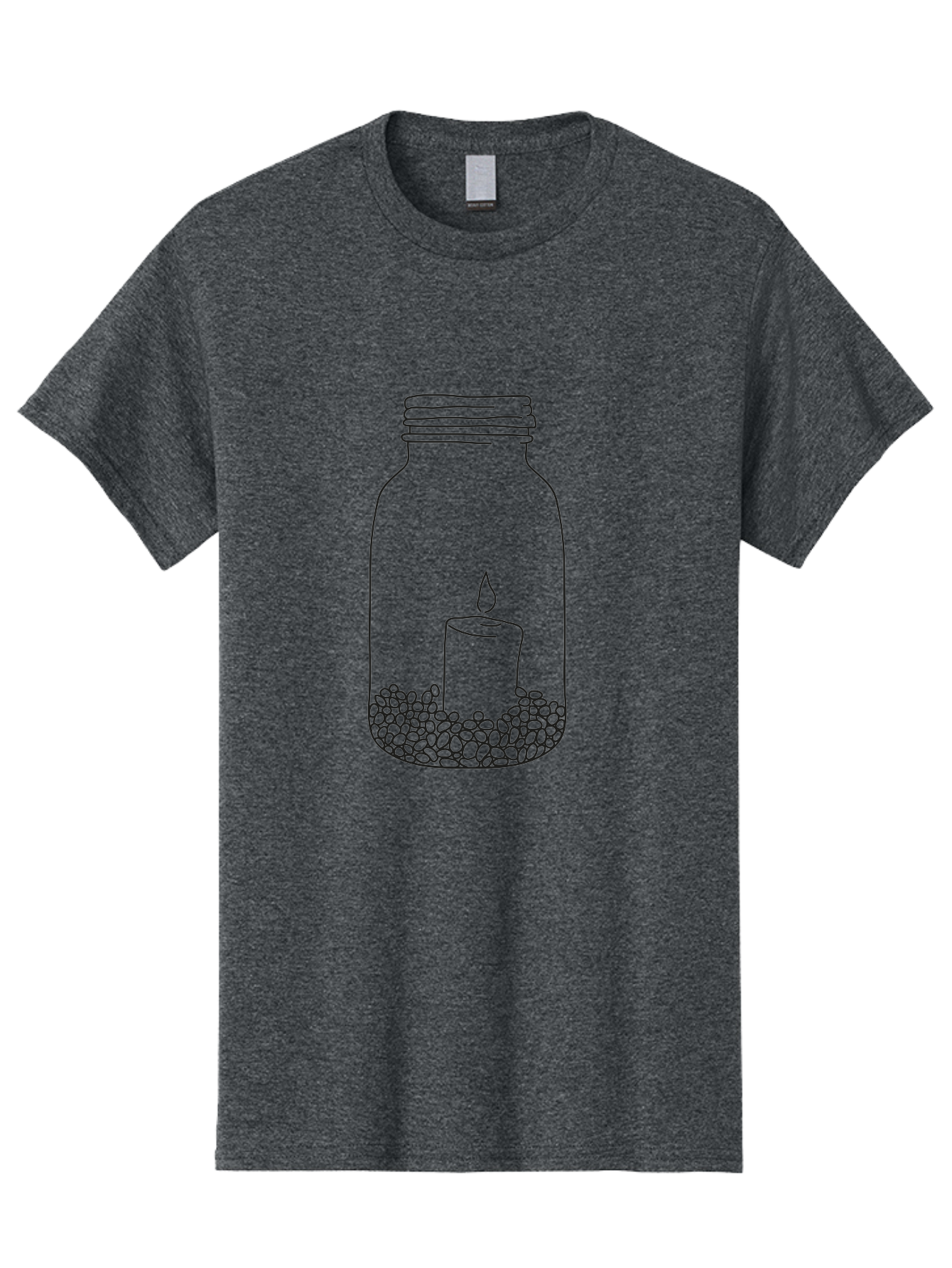 Candle-In-Mason-Jar Men'S Graphic Tee, 100% Cotton, Comfortable Casual Summer Wear, Machine Washable, Candle In A Jar, Lit Candle, Decorative Jar, Zen Decor, Peaceful Ambiance, Ambient Lighting, Minimalist Design, Meditation Space, Aac199