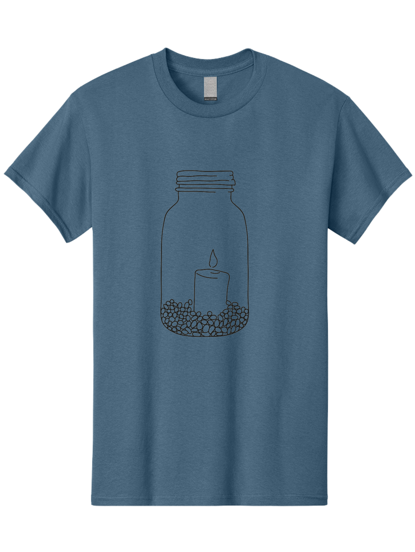 Candle-In-Mason-Jar Men'S Graphic Tee, 100% Cotton, Comfortable Casual Summer Wear, Machine Washable, Candle In A Jar, Lit Candle, Decorative Jar, Zen Decor, Peaceful Ambiance, Ambient Lighting, Minimalist Design, Meditation Space, Aac199