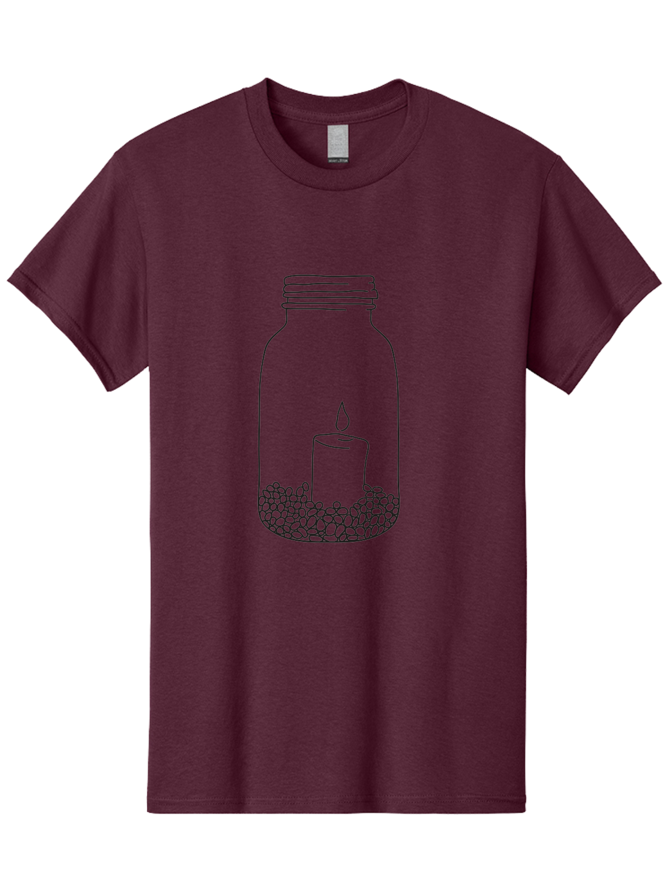Candle-In-Mason-Jar Men'S Graphic Tee, 100% Cotton, Comfortable Casual Summer Wear, Machine Washable, Candle In A Jar, Lit Candle, Decorative Jar, Zen Decor, Peaceful Ambiance, Ambient Lighting, Minimalist Design, Meditation Space, Aac199