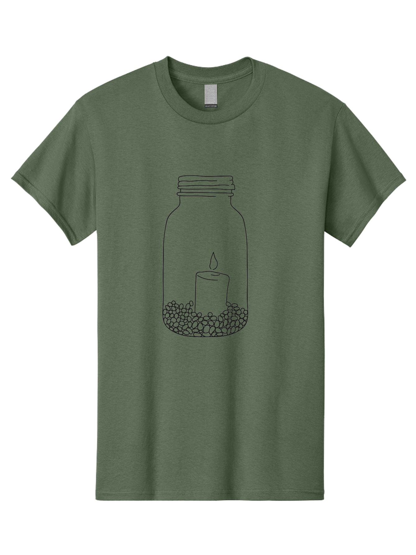 Candle-In-Mason-Jar Men'S Graphic Tee, 100% Cotton, Comfortable Casual Summer Wear, Machine Washable, Candle In A Jar, Lit Candle, Decorative Jar, Zen Decor, Peaceful Ambiance, Ambient Lighting, Minimalist Design, Meditation Space, Aac199