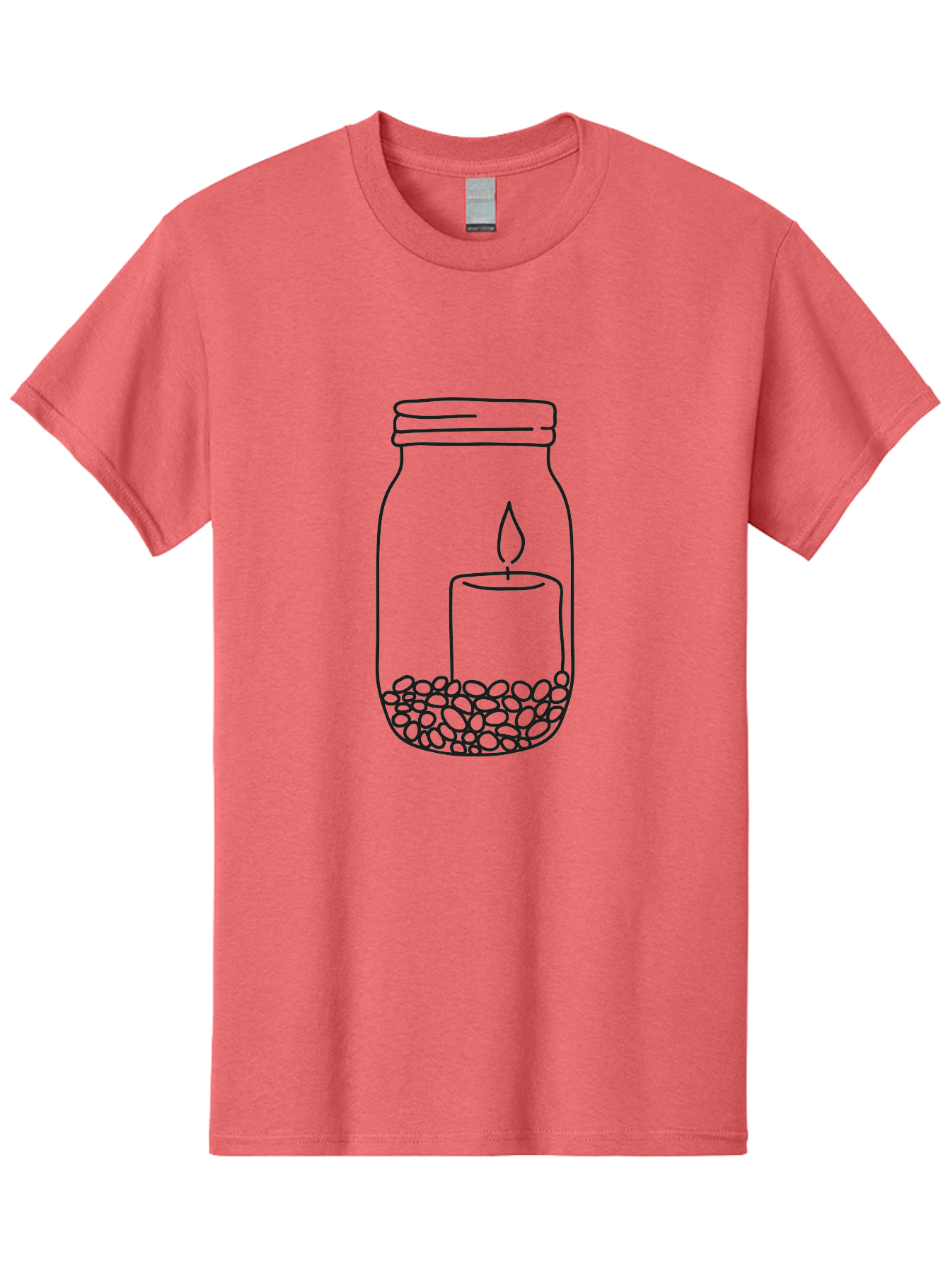 Candle-Jar Men'S Graphic Tee, 100% Cotton, Comfortable Casual Summer Wear, Machine Washable, Candle In A Jar, Lit Candle, Centerpiece, Stones At The Bottom, Relaxation, Meditation, Calming Ambiance, Peaceful Home Decor Aac200