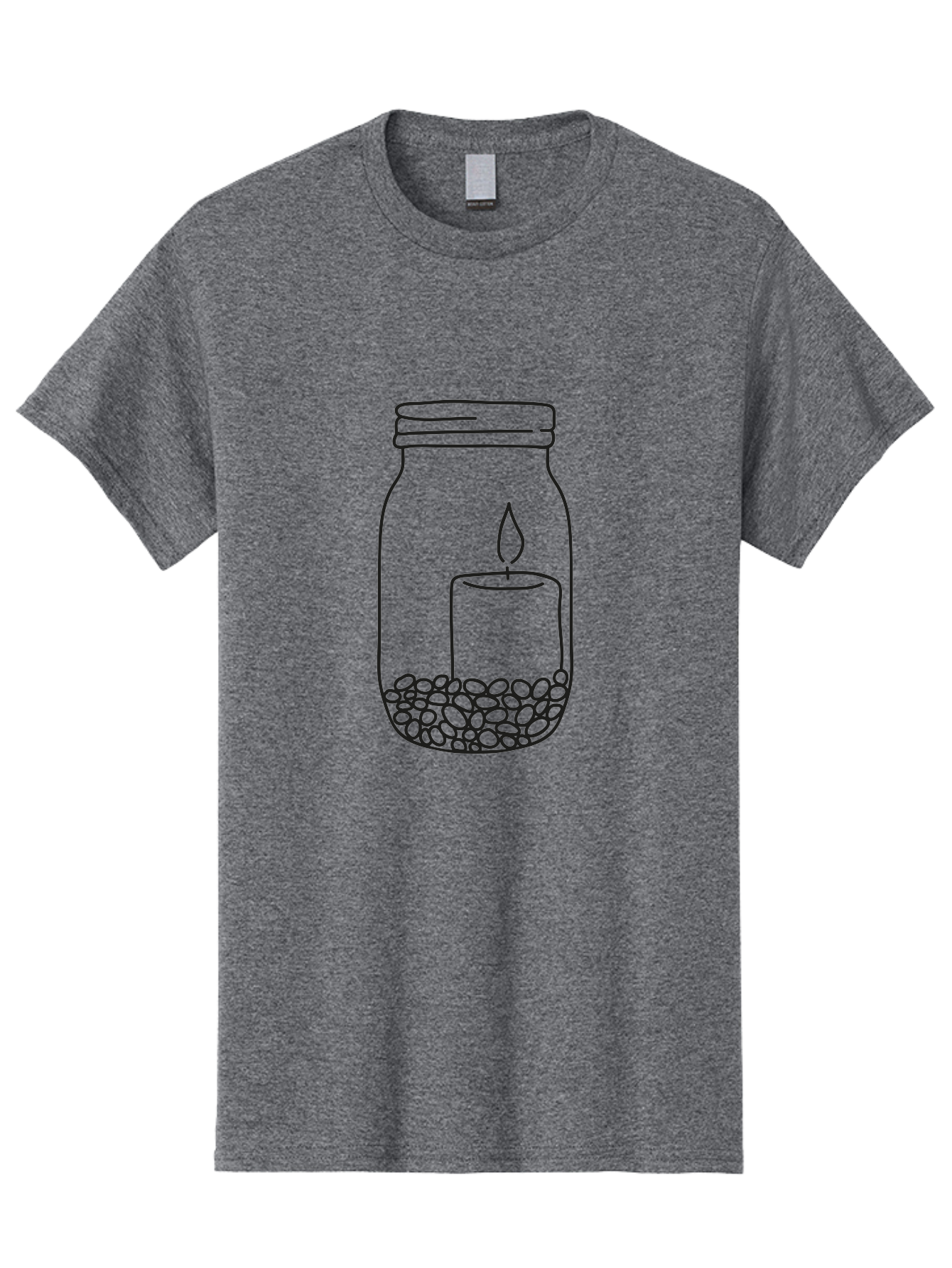 Candle-Jar Men'S Graphic Tee, 100% Cotton, Comfortable Casual Summer Wear, Machine Washable, Candle In A Jar, Lit Candle, Centerpiece, Stones At The Bottom, Relaxation, Meditation, Calming Ambiance, Peaceful Home Decor Aac200