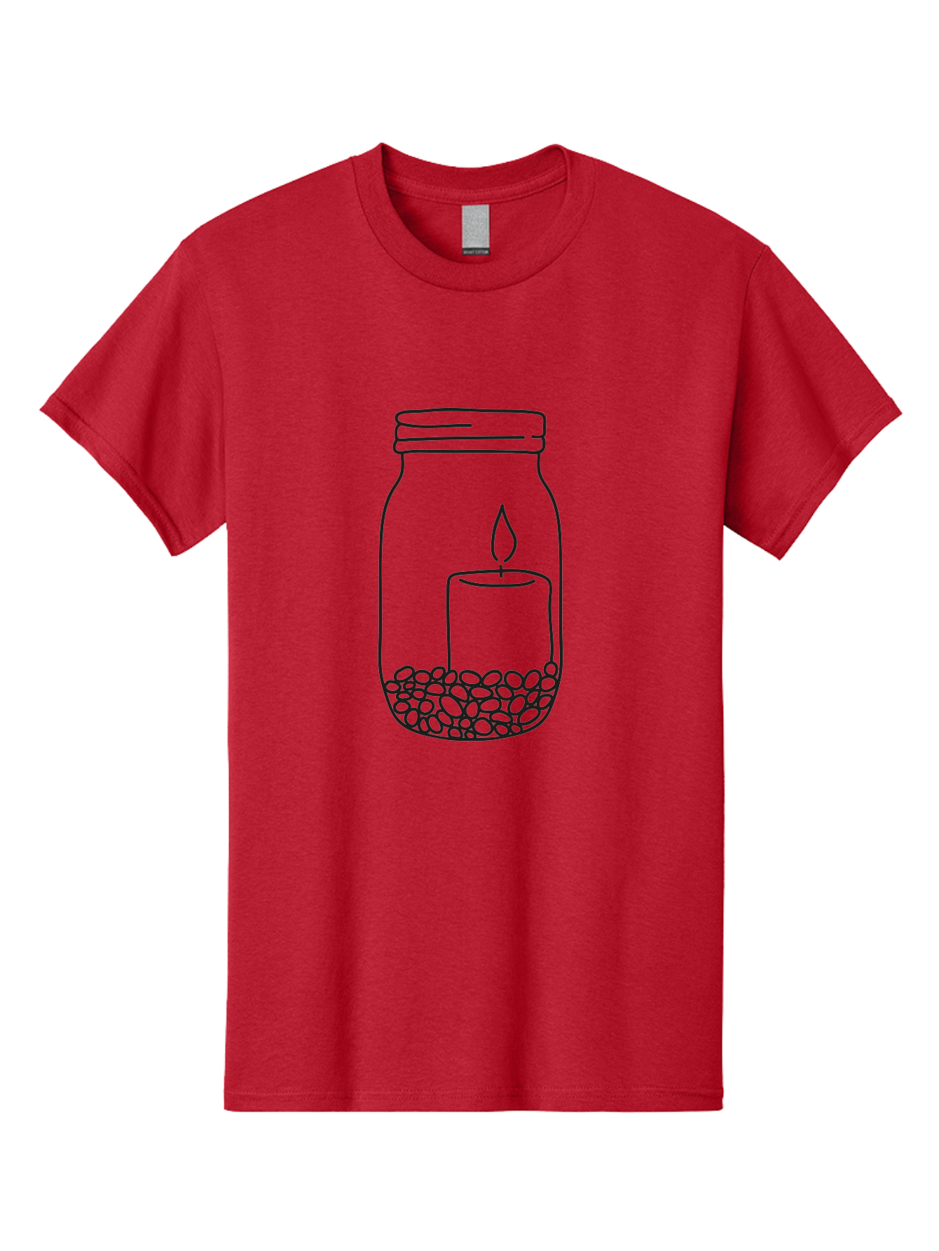 Candle-Jar Men'S Graphic Tee, 100% Cotton, Comfortable Casual Summer Wear, Machine Washable, Candle In A Jar, Lit Candle, Centerpiece, Stones At The Bottom, Relaxation, Meditation, Calming Ambiance, Peaceful Home Decor Aac200