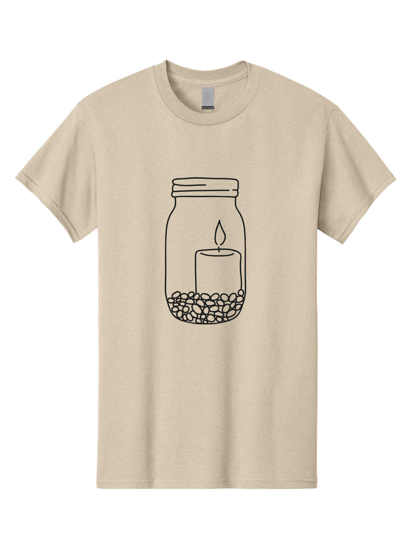 Candle-Jar Men'S Graphic Tee, 100% Cotton, Comfortable Casual Summer Wear, Machine Washable, Candle In A Jar, Lit Candle, Centerpiece, Stones At The Bottom, Relaxation, Meditation, Calming Ambiance, Peaceful Home Decor Aac200