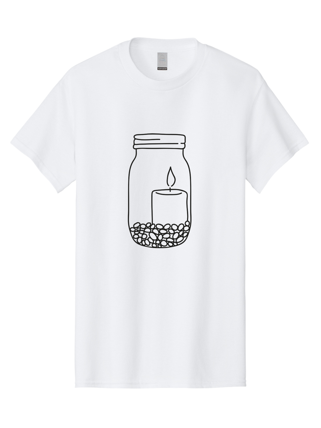 Candle-Jar Men'S Graphic Tee, 100% Cotton, Comfortable Casual Summer Wear, Machine Washable, Candle In A Jar, Lit Candle, Centerpiece, Stones At The Bottom, Relaxation, Meditation, Calming Ambiance, Peaceful Home Decor Aac200