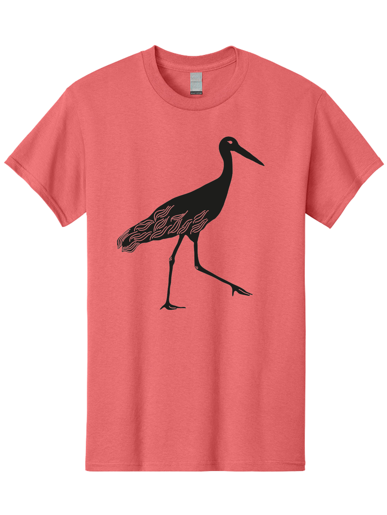 Crane Men'S Graphic Tee, 100% Cotton, Comfortable Casual Summer Wear, Machine Washable, Crane Bird, Bird Silhouette, Wild Crane, Long Neck, Wavy Lines, Abstract Bird, Minimalist Design, Simple Art, Bird Illustration Aac203