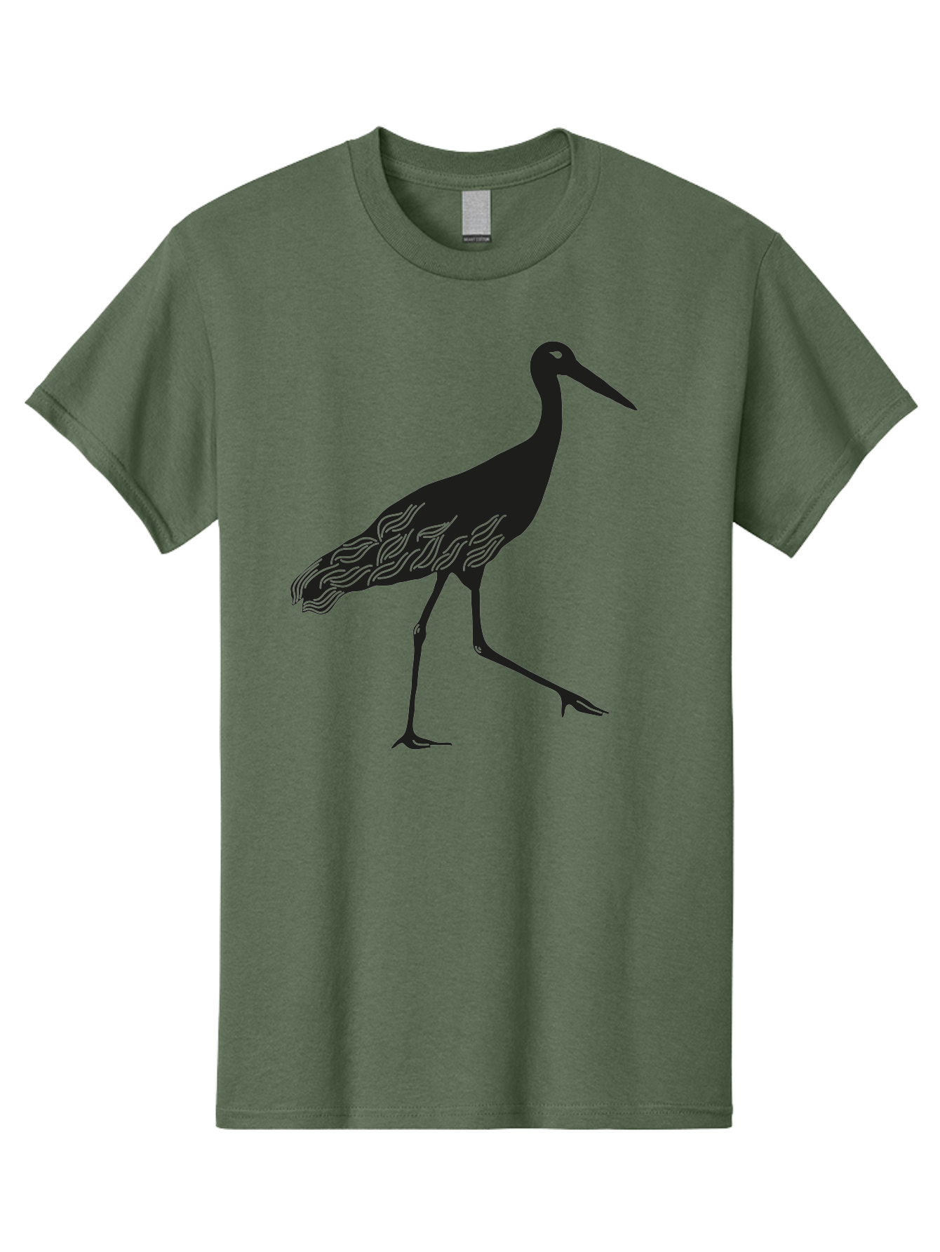 Crane Men'S Graphic Tee, 100% Cotton, Comfortable Casual Summer Wear, Machine Washable, Crane Bird, Bird Silhouette, Wild Crane, Long Neck, Wavy Lines, Abstract Bird, Minimalist Design, Simple Art, Bird Illustration Aac203