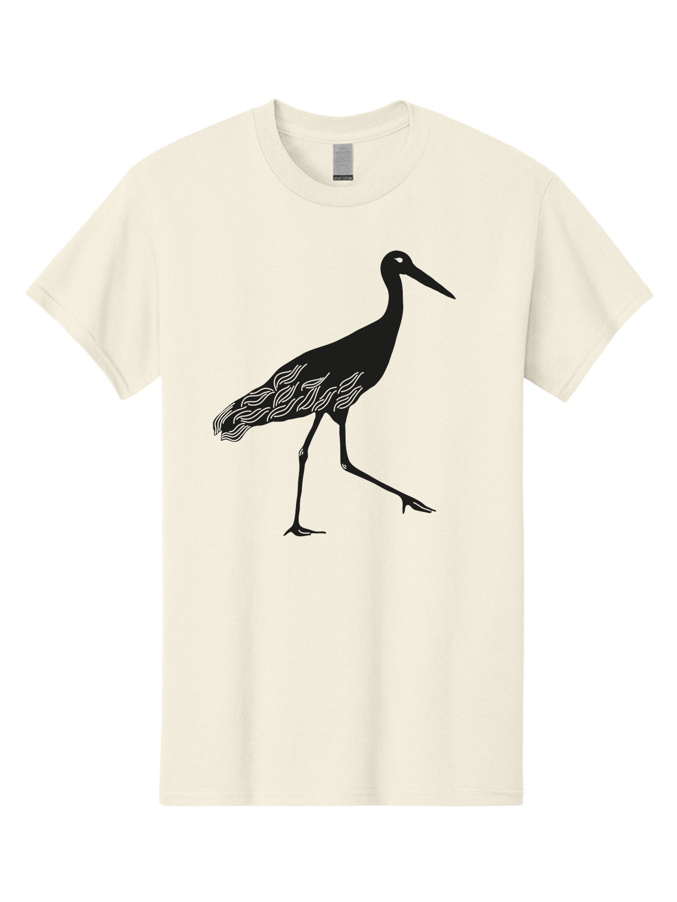 Crane Men'S Graphic Tee, 100% Cotton, Comfortable Casual Summer Wear, Machine Washable, Crane Bird, Bird Silhouette, Wild Crane, Long Neck, Wavy Lines, Abstract Bird, Minimalist Design, Simple Art, Bird Illustration Aac203
