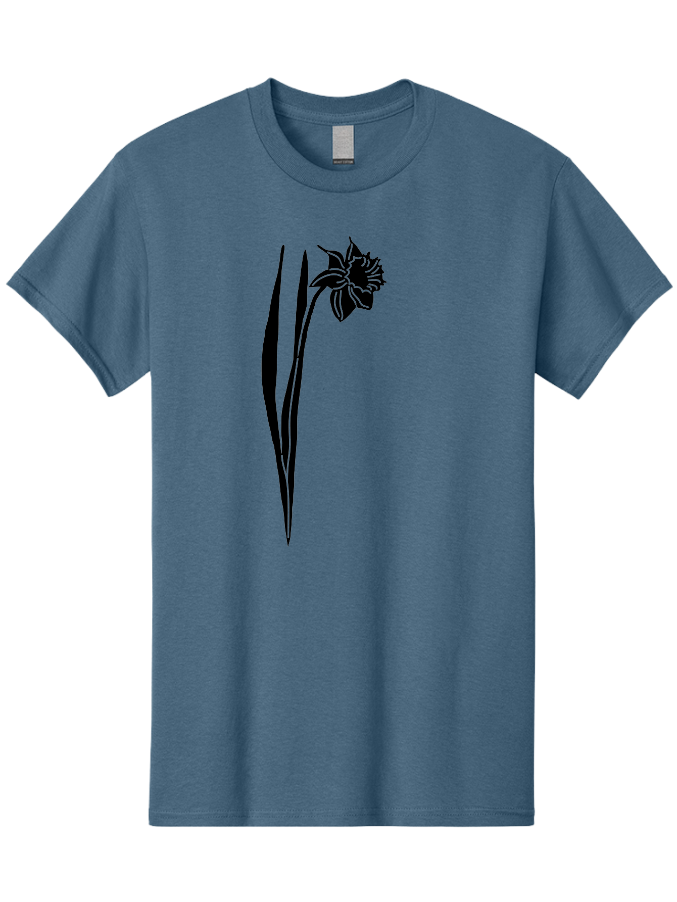 Daffodil Men'S Graphic Tee, 100% Cotton, Comfortable Casual Summer Wear, Machine Washable, Black Daffodil, Simple Silhouette, Minimalist Design, Flower Graphic, Spring Symbol, Botanical Illustration, Elegant Lines, Floral Motif Aac204