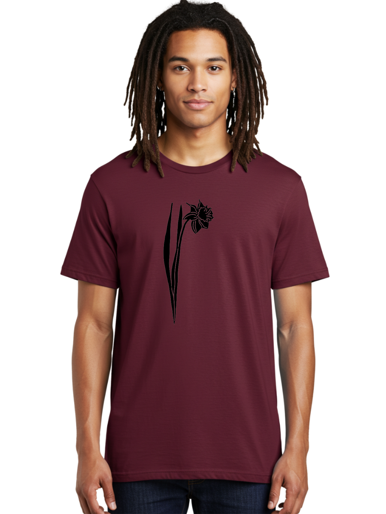 Daffodil Men'S Graphic Tee, 100% Cotton, Comfortable Casual Summer Wear, Machine Washable, Black Daffodil, Simple Silhouette, Minimalist Design, Flower Graphic, Spring Symbol, Botanical Illustration, Elegant Lines, Floral Motif Aac204