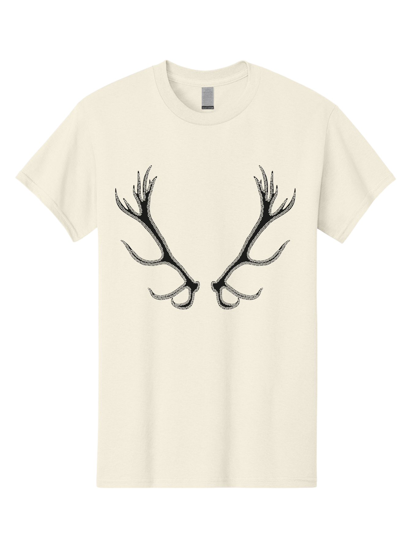 Deer-Antlers-2 Men'S Graphic Tee, 100% Cotton, Comfortable Casual Summer Wear, Machine Washable, Deer Antlers, Forest Wildlife, Nature-Inspired Art, Majestic Horns, Symmetrical Design, Dark Silhouette Aac206