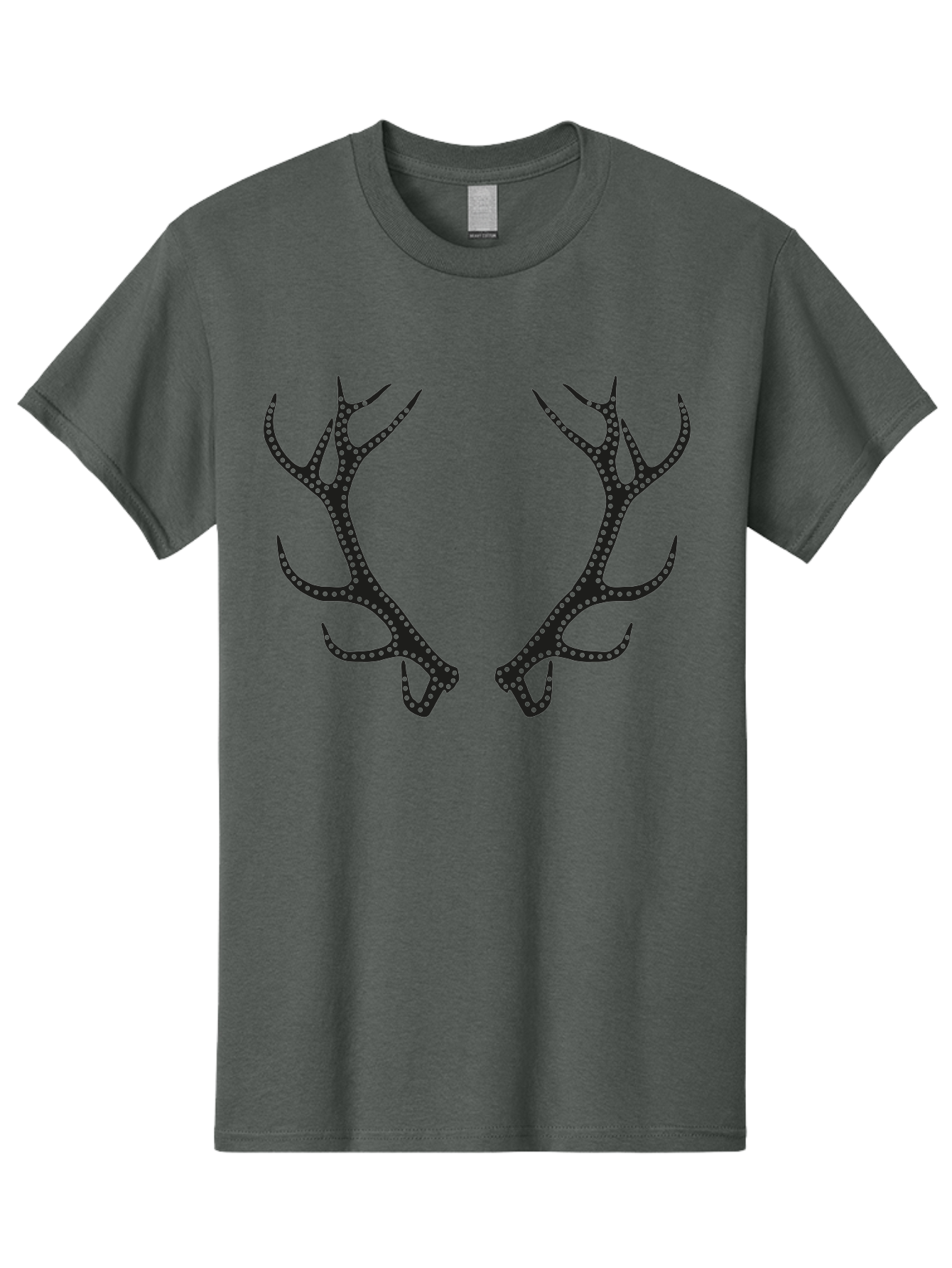 Deer-Antlers Men'S Graphic Tee, 100% Cotton, Comfortable Casual Summer Wear, Machine Washable, Deer Antlers, Dotted Design, Festive Accessories, Holiday Decorations, Party Props, Sparkly Antlers, Glowing Dots, Novelty Items Aac207