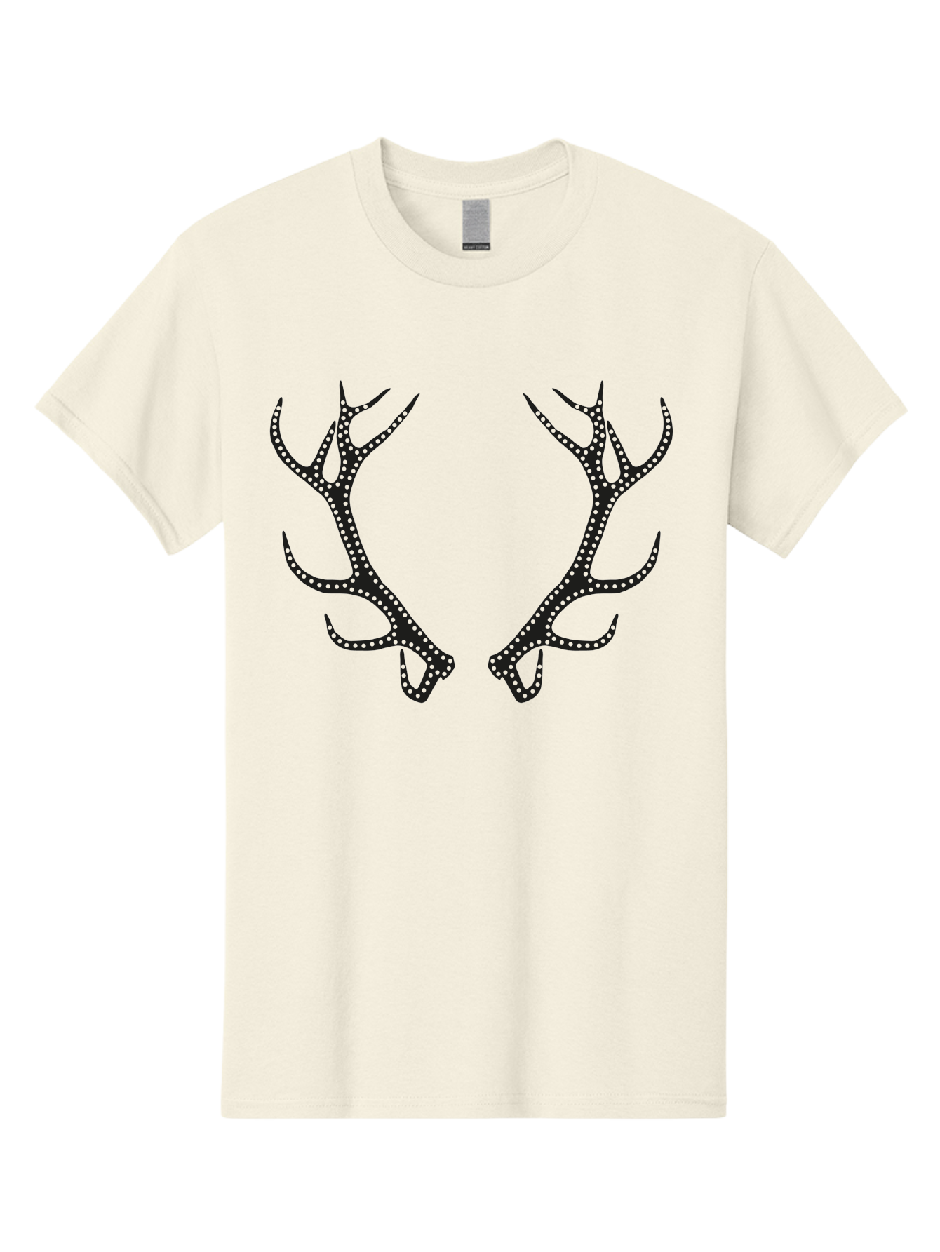 Deer-Antlers Men'S Graphic Tee, 100% Cotton, Comfortable Casual Summer Wear, Machine Washable, Deer Antlers, Dotted Design, Festive Accessories, Holiday Decorations, Party Props, Sparkly Antlers, Glowing Dots, Novelty Items Aac207