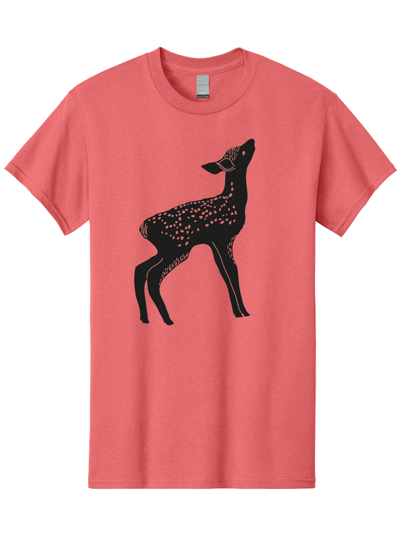 Deer-Silhouette Men'S Graphic Tee, 100% Cotton, Comfortable Casual Summer Wear, Machine Washable, Deer Silhouette, Spotted Deer, Wildlife Graphic, Minimalist Design, Simple Art, Wild Animal Illustration, Spotted Fur, Black Silhouette Aac209