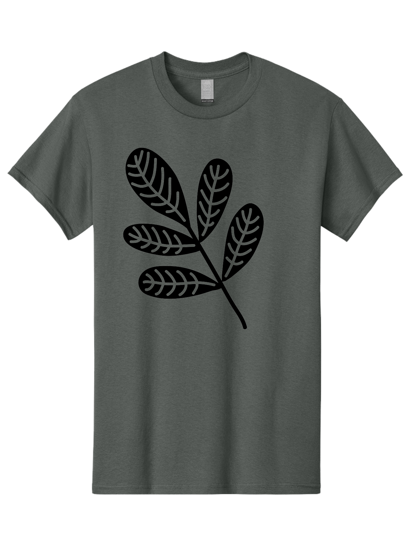 Five-Leaves Men'S Graphic Tee, 100% Cotton, Comfortable Casual Summer Wear, Machine Washable, Black Leaves, Leafy Branch, Foliage Illustration, Nature Graphics, Simple Leaf Design, Minimalist Botanical Art, Leaf Silhouette Aac210