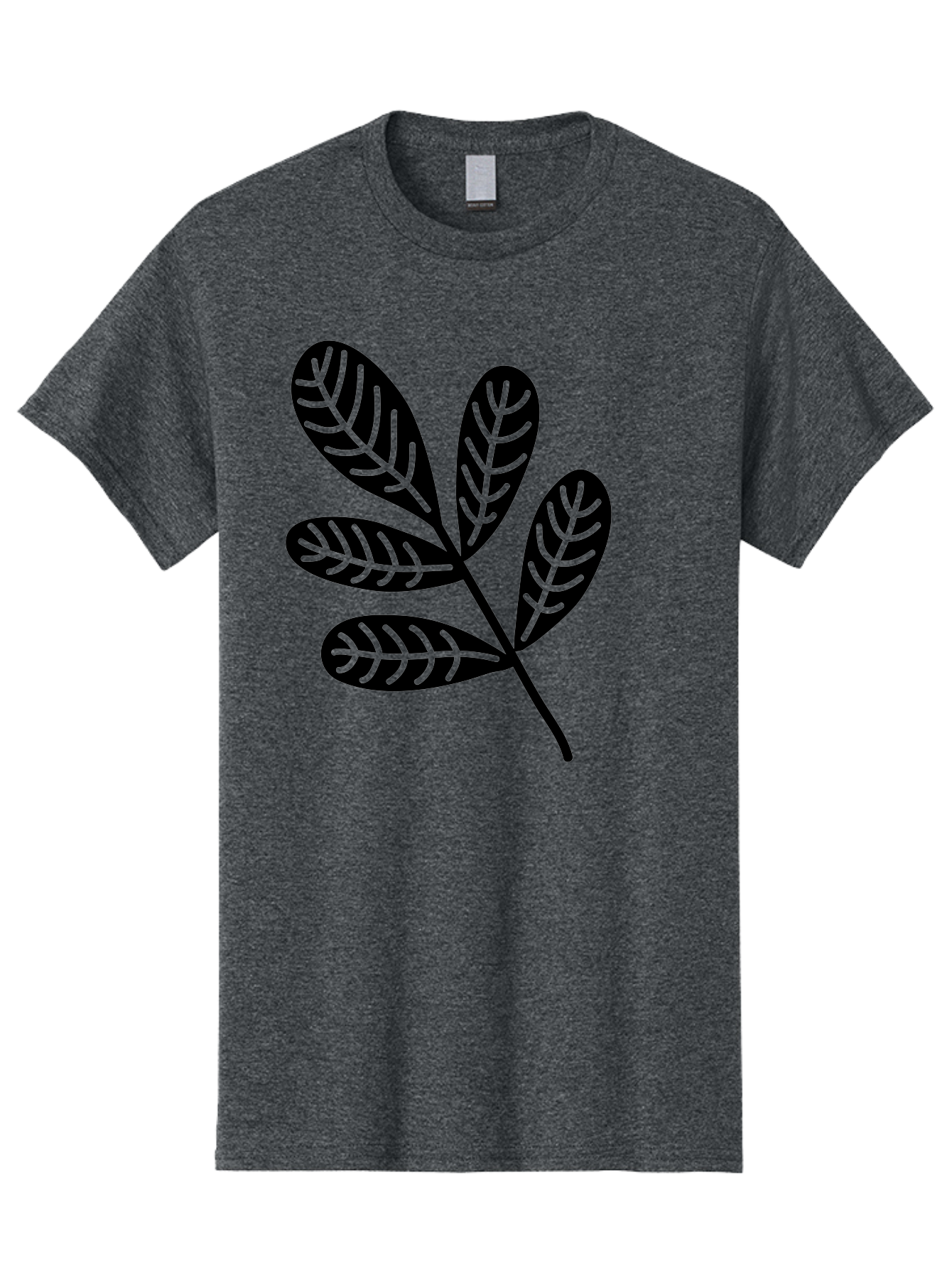 Five-Leaves Men'S Graphic Tee, 100% Cotton, Comfortable Casual Summer Wear, Machine Washable, Black Leaves, Leafy Branch, Foliage Illustration, Nature Graphics, Simple Leaf Design, Minimalist Botanical Art, Leaf Silhouette Aac210