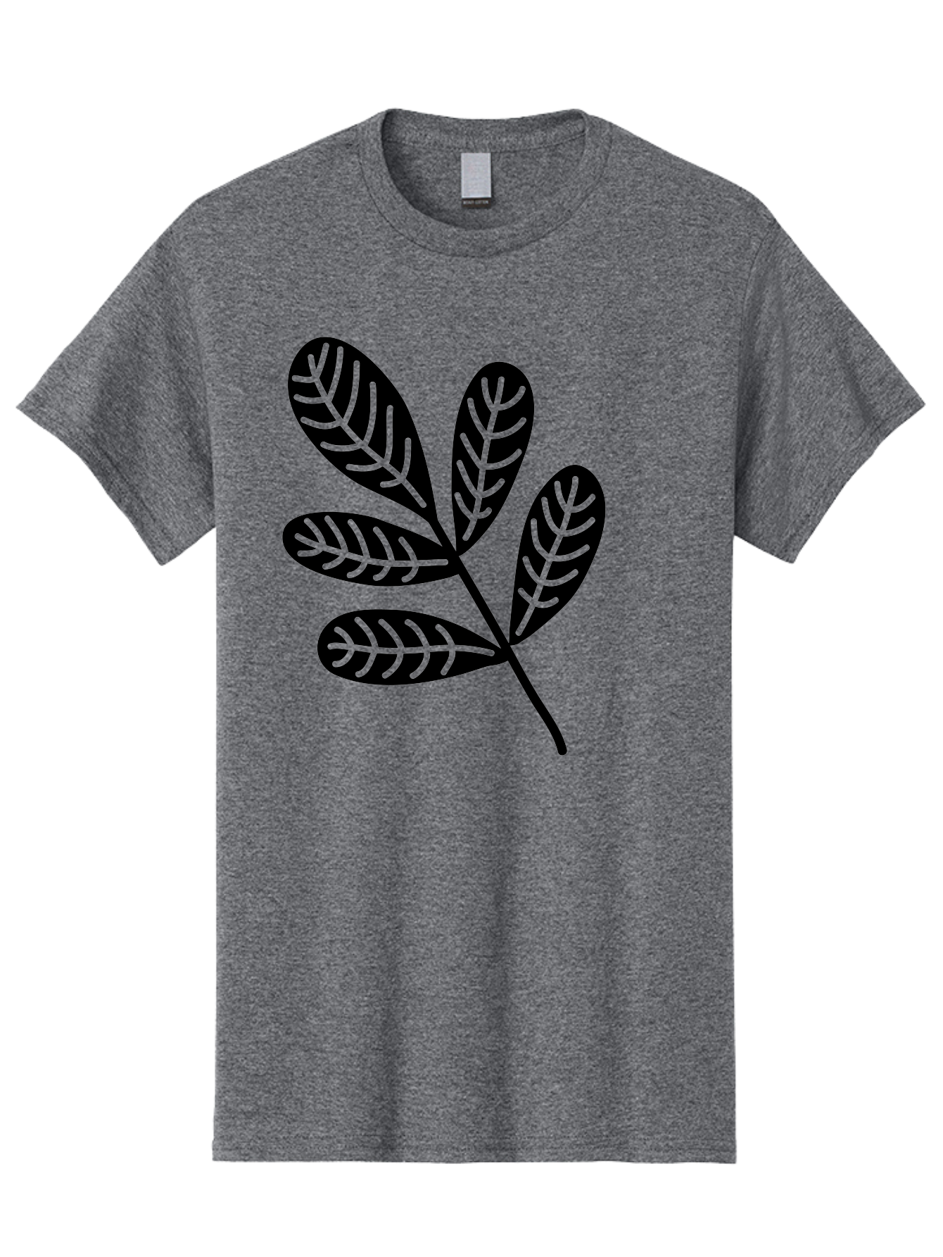Five-Leaves Men'S Graphic Tee, 100% Cotton, Comfortable Casual Summer Wear, Machine Washable, Black Leaves, Leafy Branch, Foliage Illustration, Nature Graphics, Simple Leaf Design, Minimalist Botanical Art, Leaf Silhouette Aac210